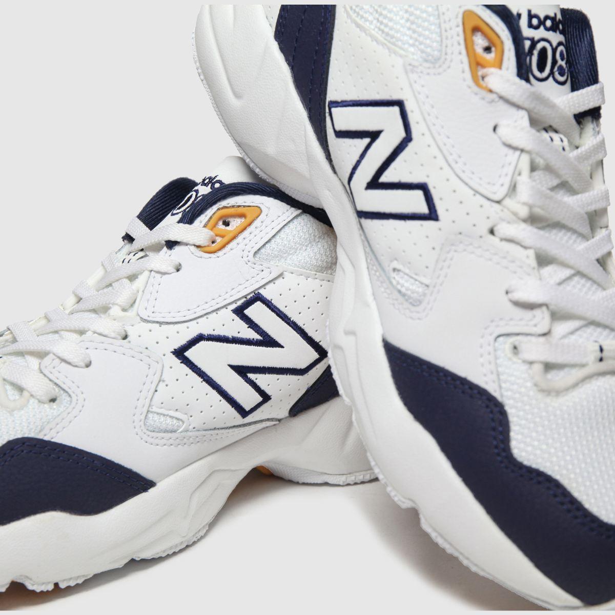 new balance 708 chunky trainers in white & navy