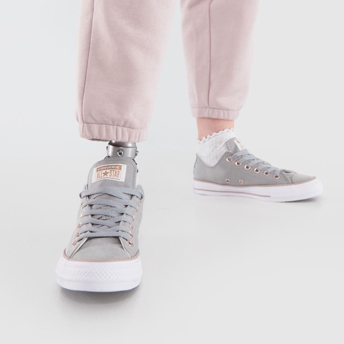 Converse grey all star peached canvas ox trainers hot sale