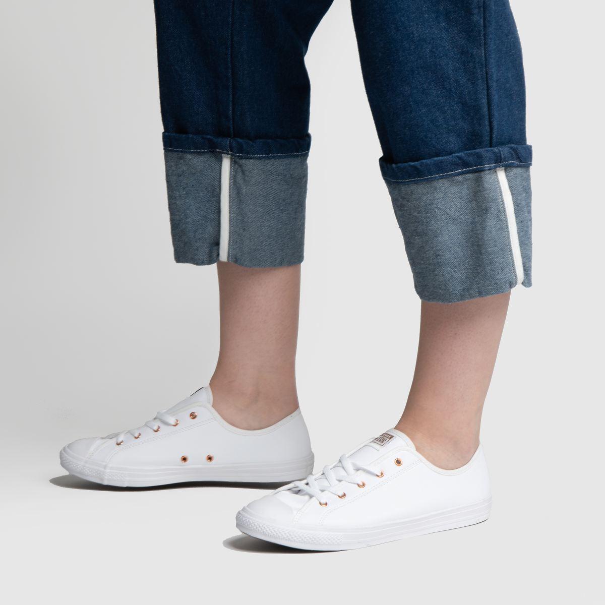 white & gold all star dainty gs ox trainers