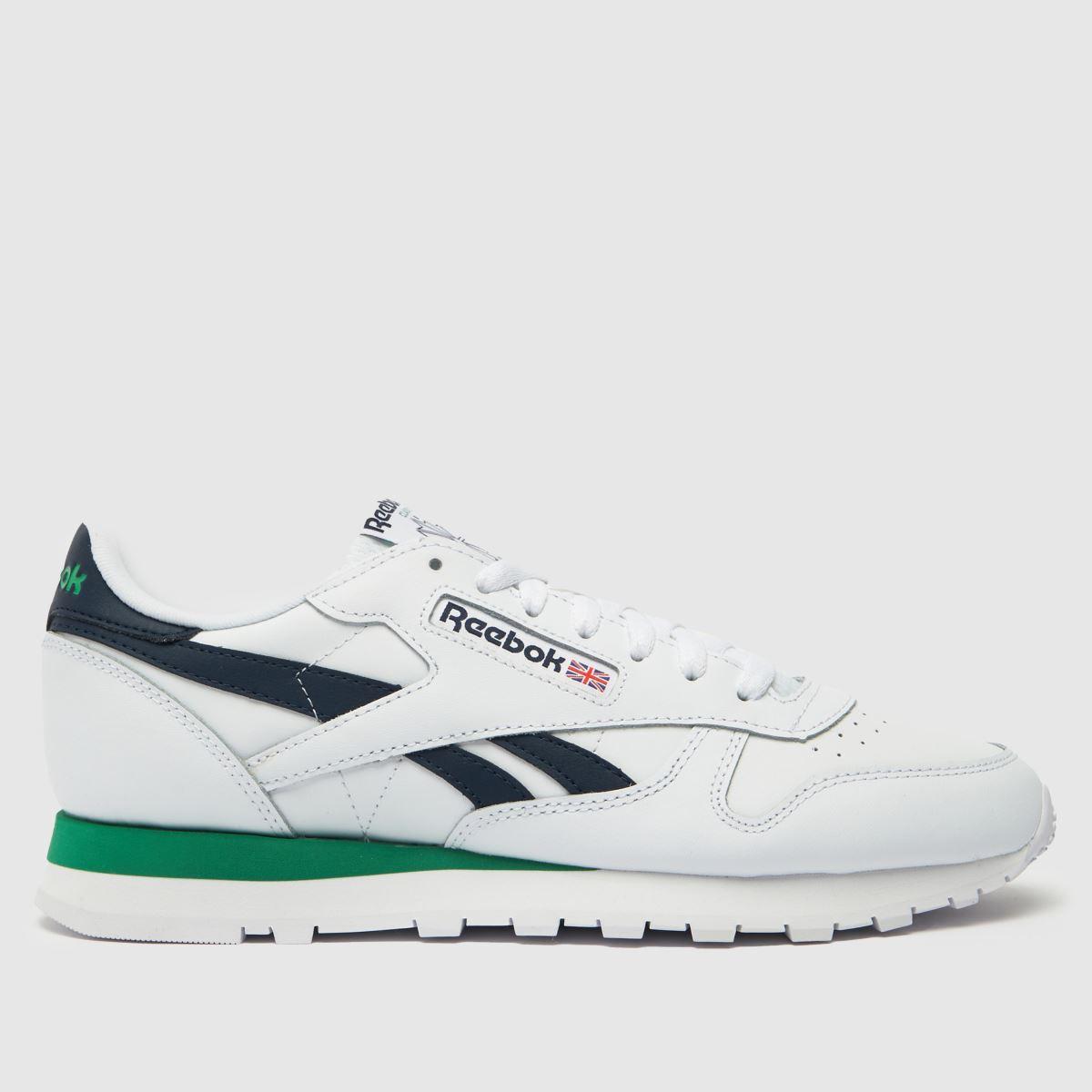 Reebok Classic Leather Trainers In White & Navy for Men | Lyst UK