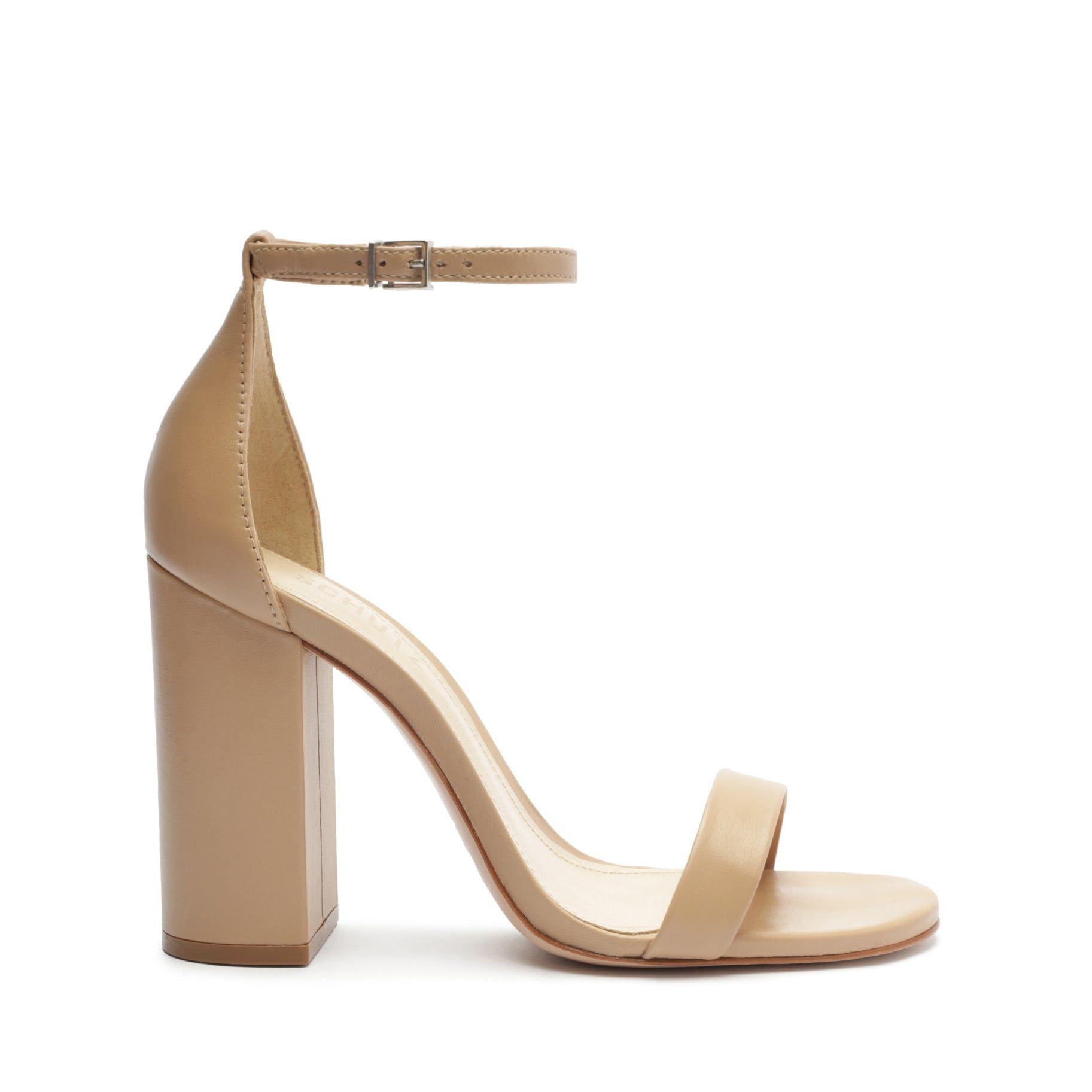 SCHUTZ SHOES Cadey Lee Block Nappa Leather Sandal in White | Lyst