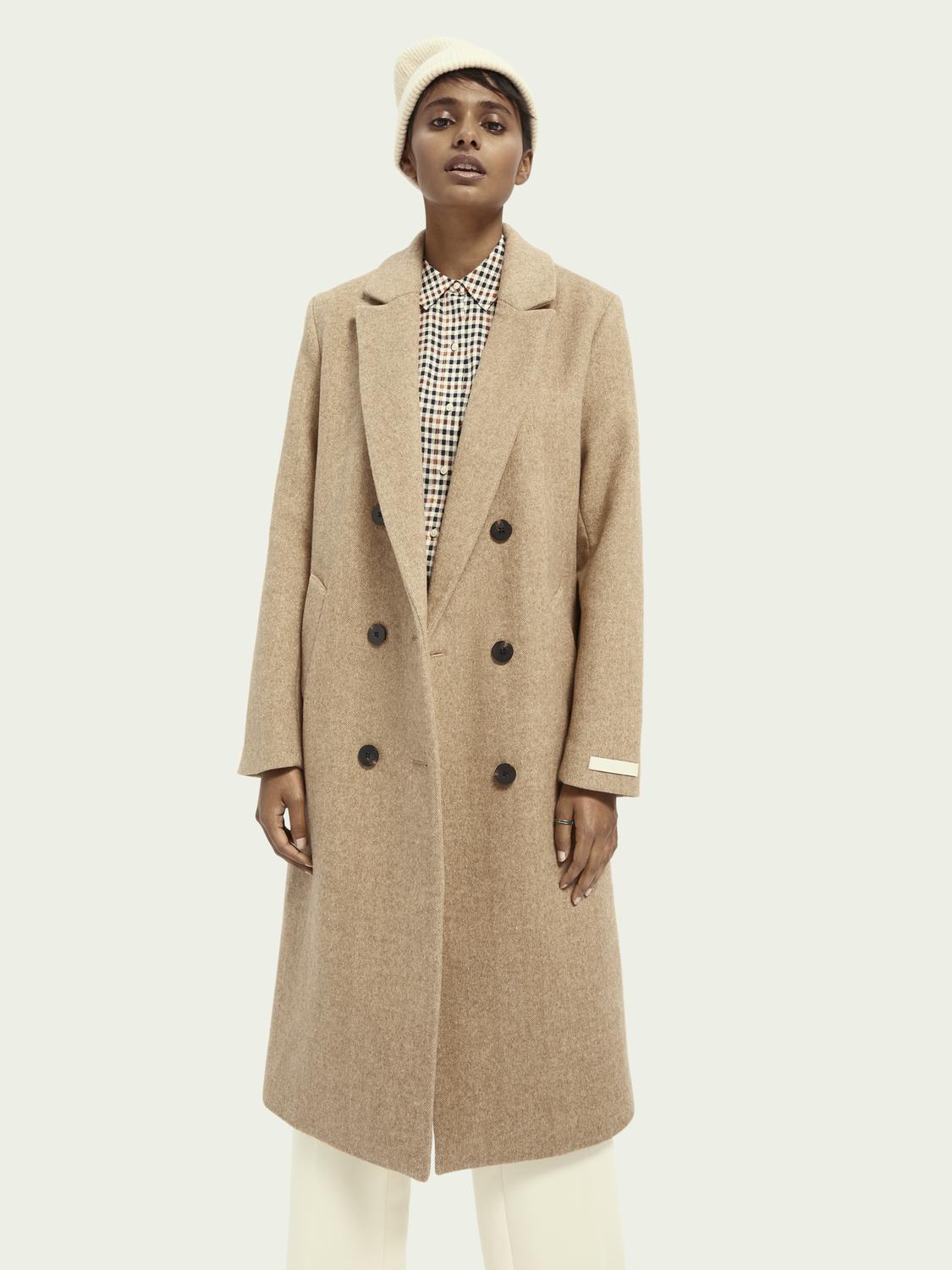 Scotch & Soda Tailored Wool-blend Double Breasted Coat in Sand Melange  (Natural) - Lyst