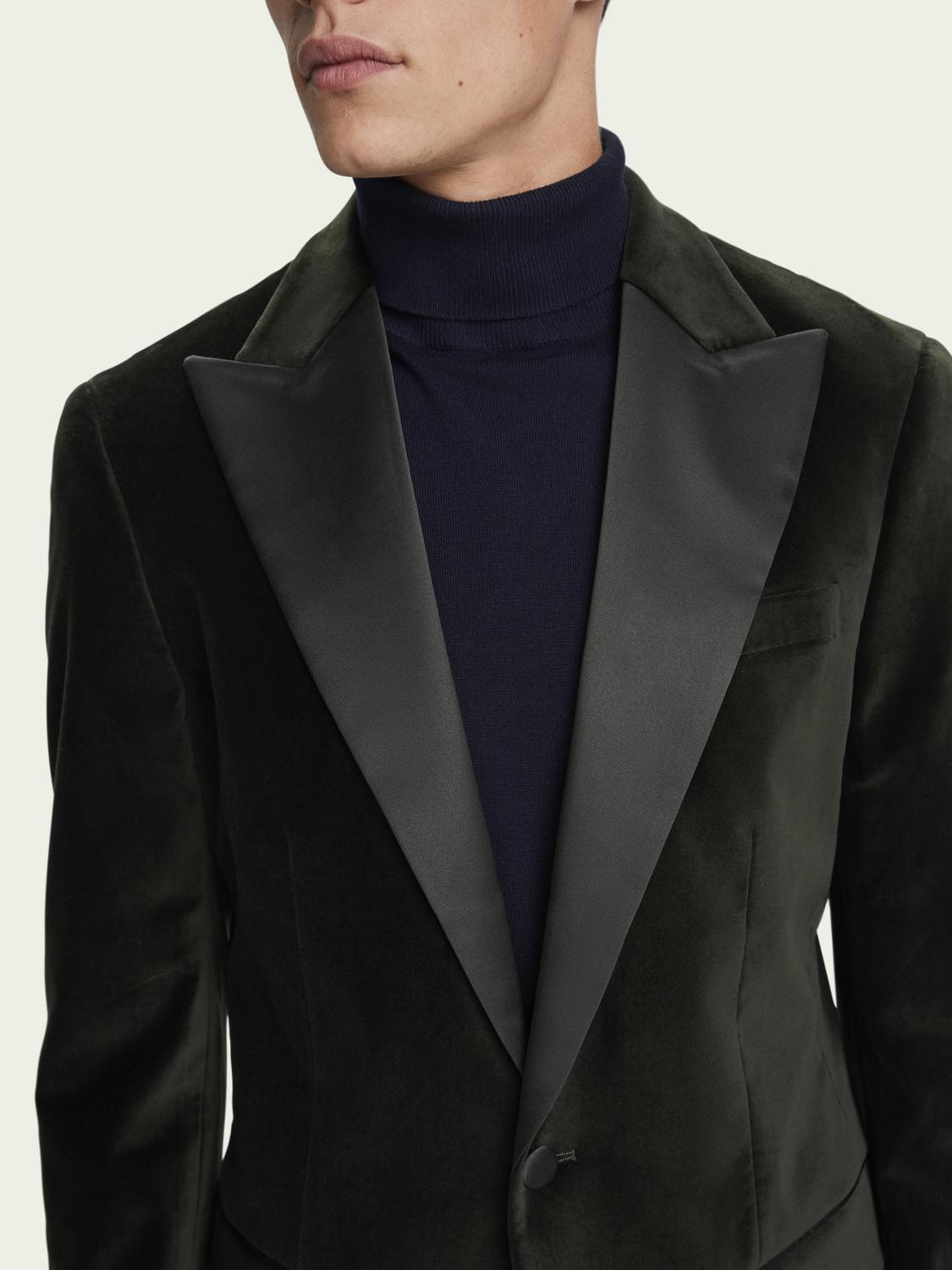 Scotch & Soda Satin-trimmed Velvet Blazer in Black for Men - Lyst