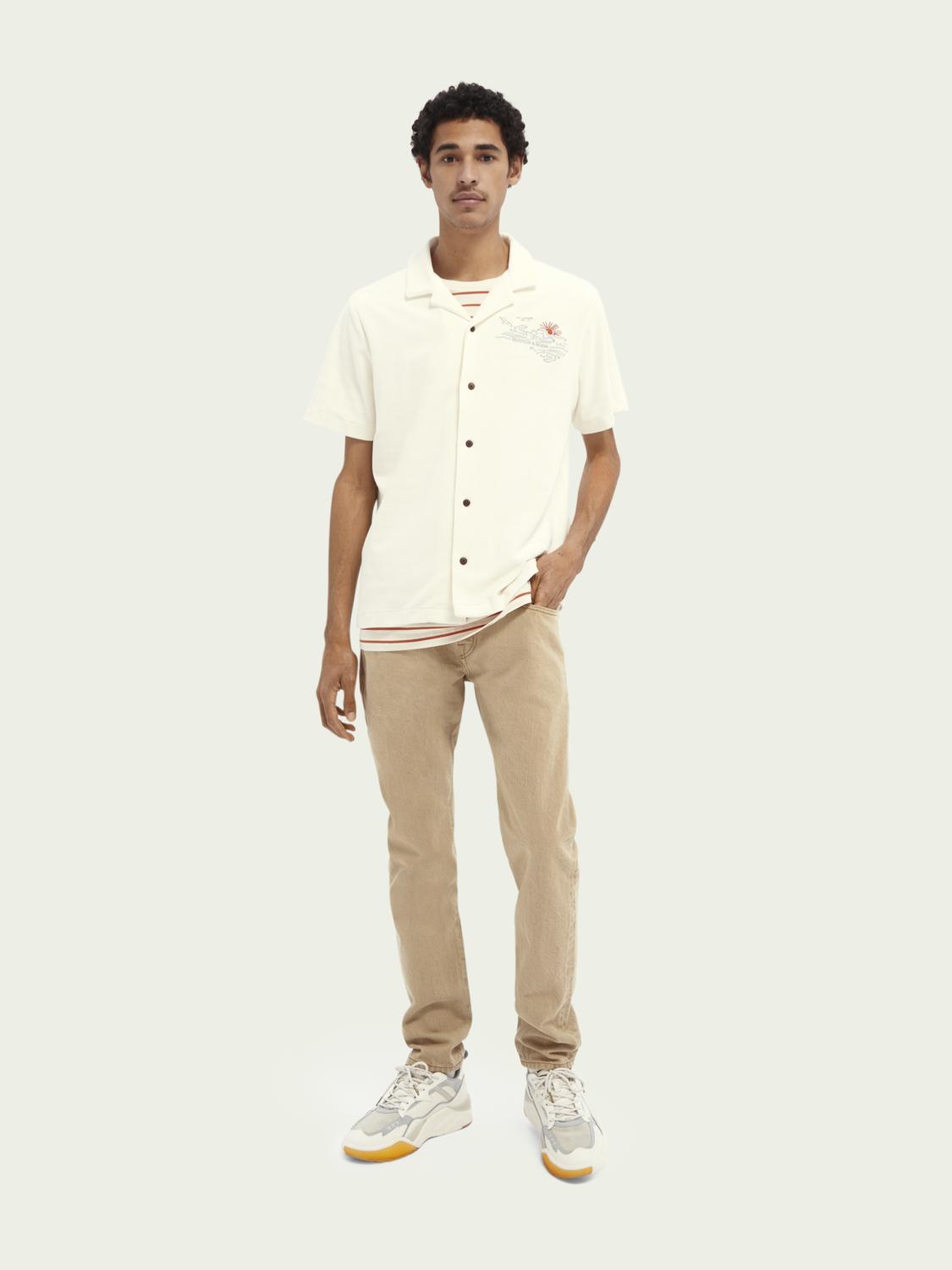 Scotch & Soda Terry Hawaii Shirt With Embroideries in White for Men | Lyst