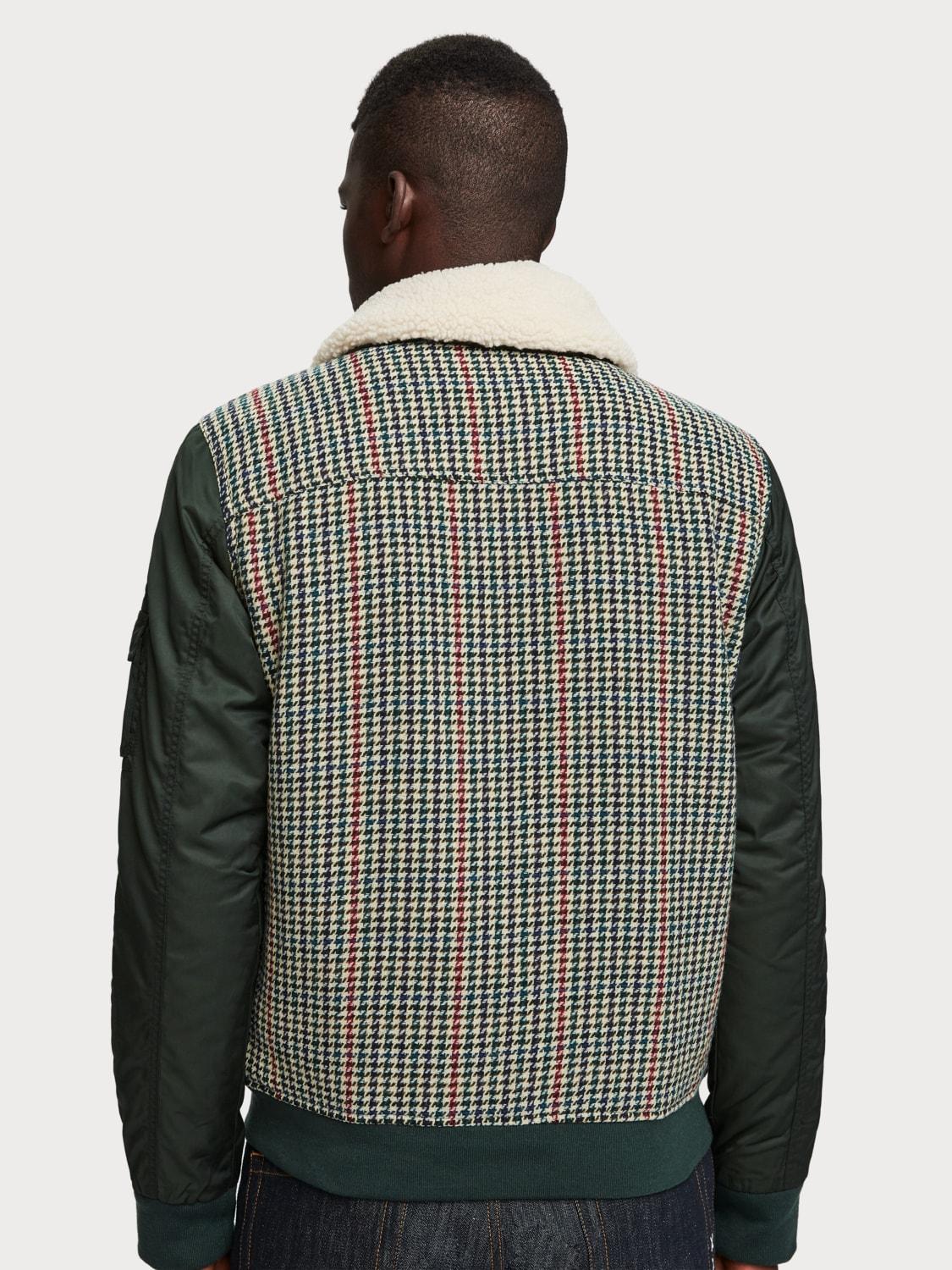 Scotch & Soda Wool Houndstooth Bomber Jacket in Combo a (Green) for Men