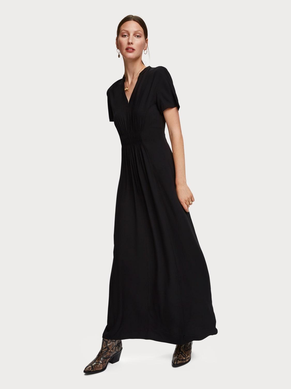 Scotch & Soda Synthetic Smocked Waist Maxi Dress in Black Lyst