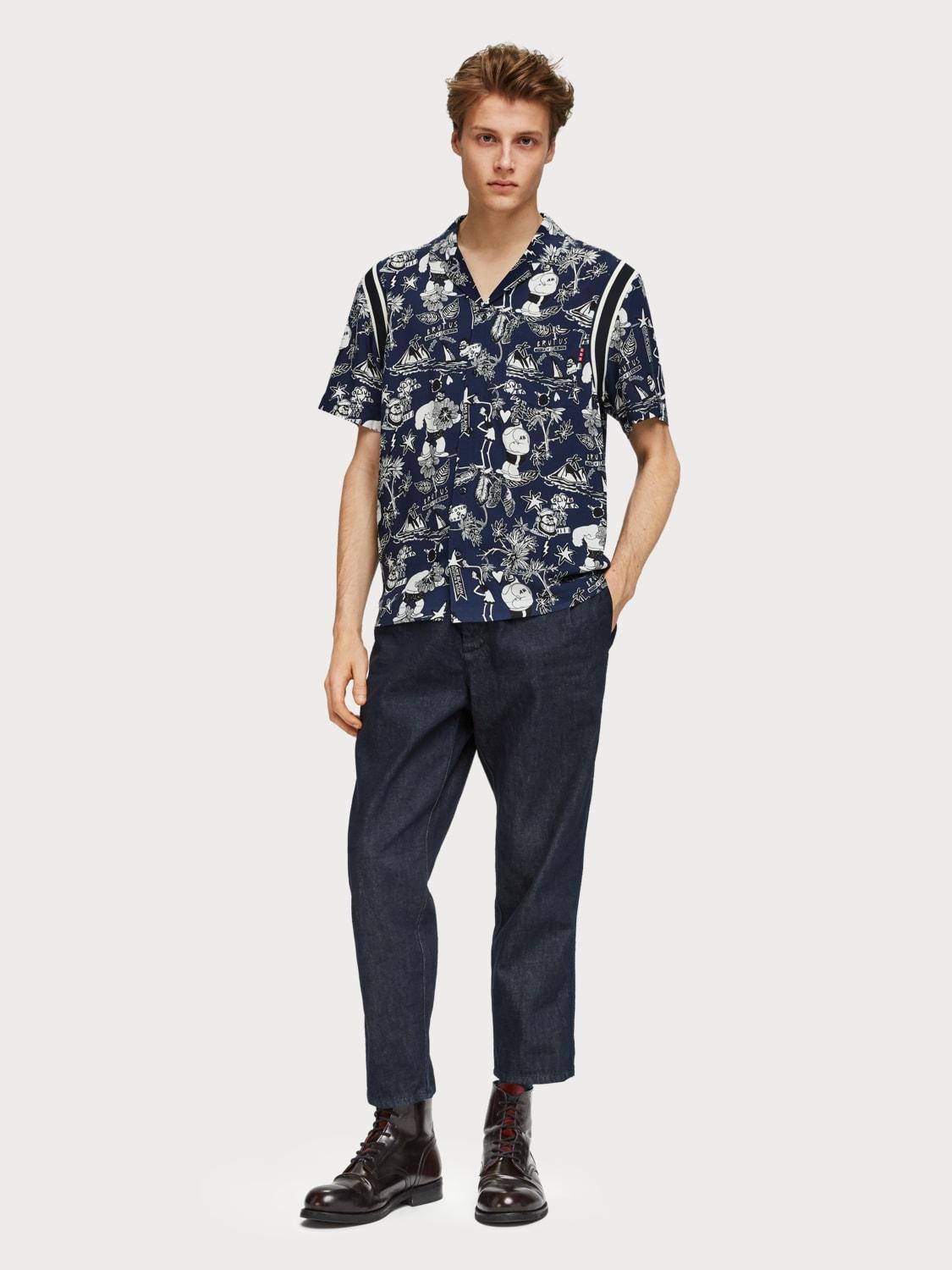 Scotch & Soda Brutus Short - Sleeve Printed Slim Fit Shirt in Combo ...