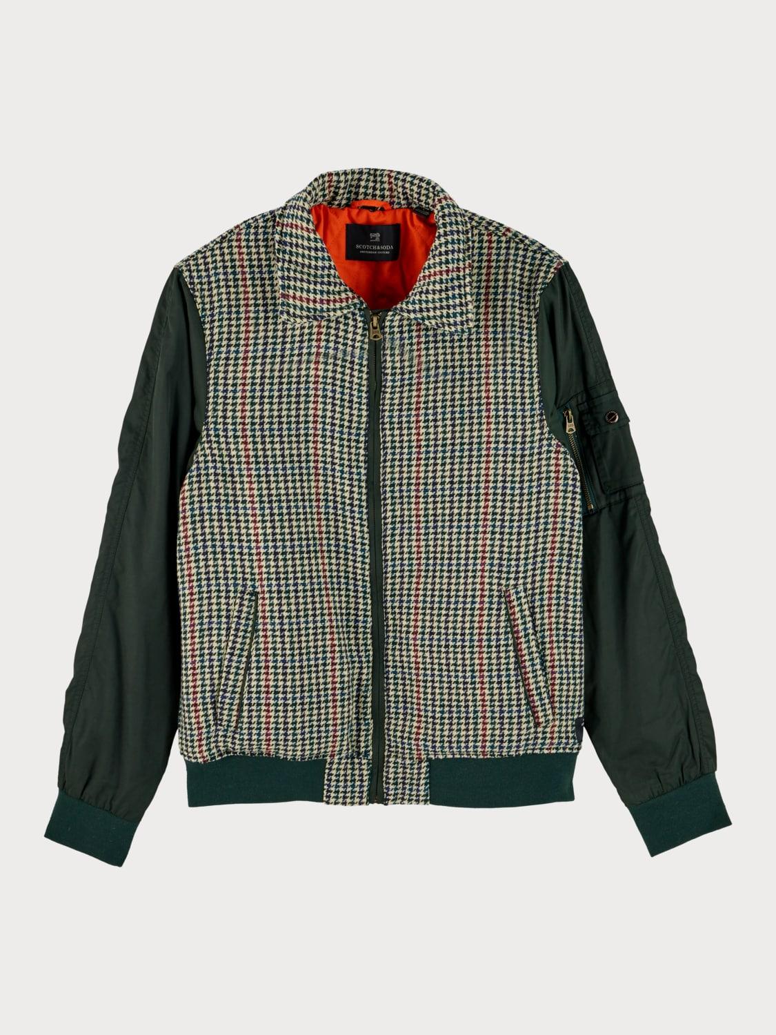 Scotch & Soda Wool Houndstooth Bomber Jacket in Combo a (Green) for Men