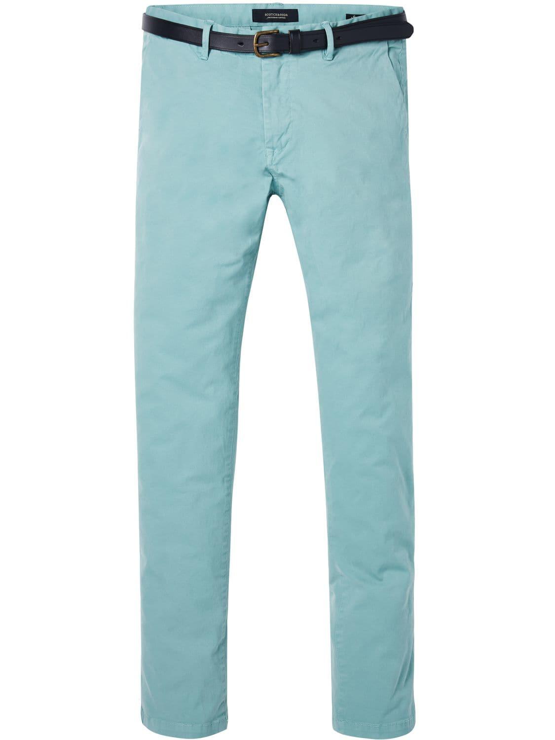 Scotch & Soda Cotton Stuart - Belted Chinos Regular Slim Fit in Green for Men - Lyst
