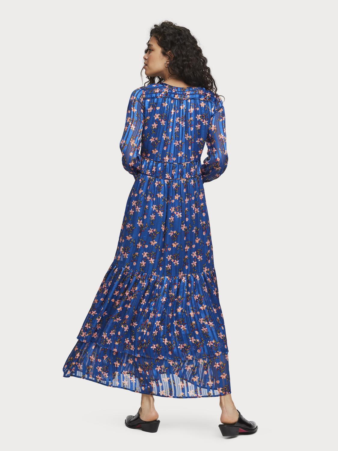 Scotch & Soda Floral Print Chiffon Dress in Blue | Lyst