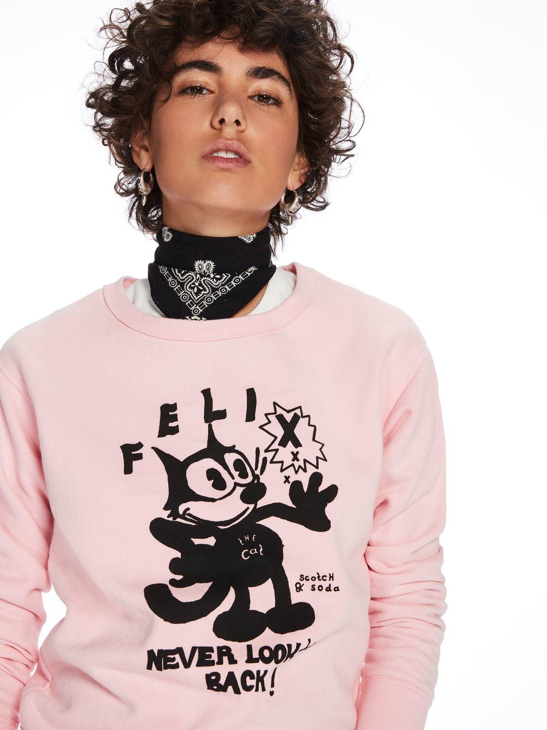 Scotch & Soda Cotton Artwork Sweat Shirt Felix The Cat in Light Pink (Pink)  - Lyst