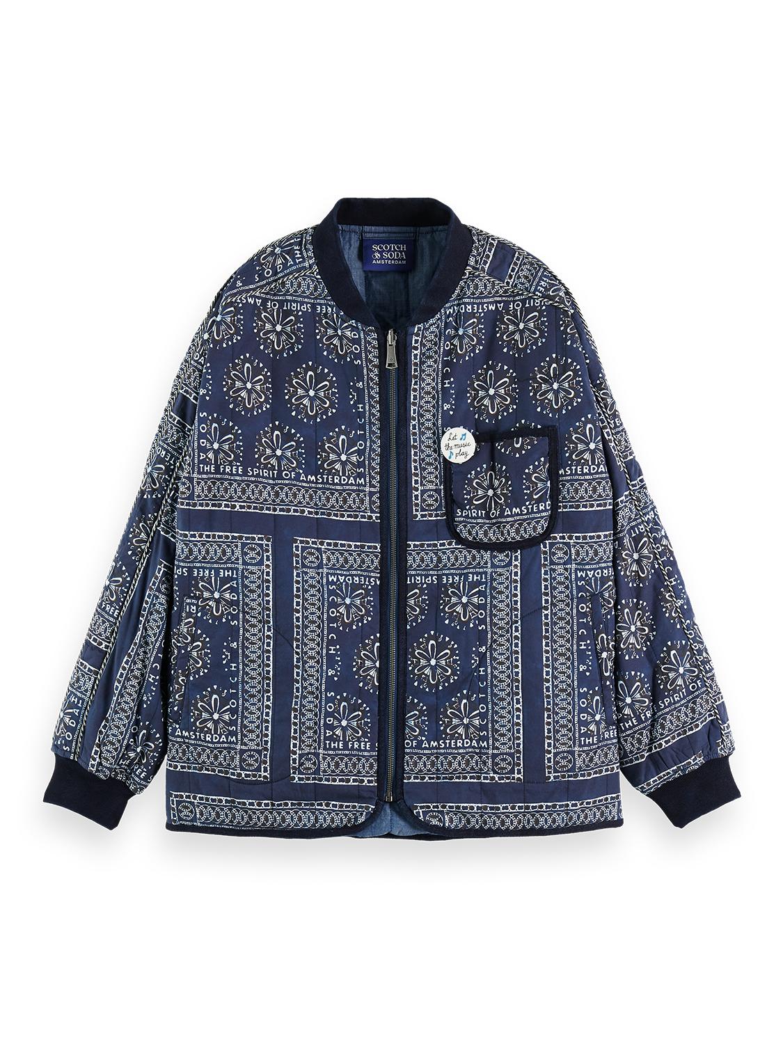 Bandana Bomber Blue Bandana Jacket Womens With 100% Quality And %100  Service Maison Scotch Women S