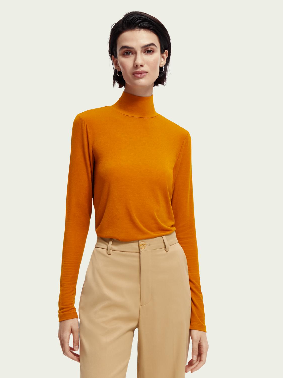 Scotch & Soda Synthetic Longsleeved Turtleneck Tshirt in Orange Lyst
