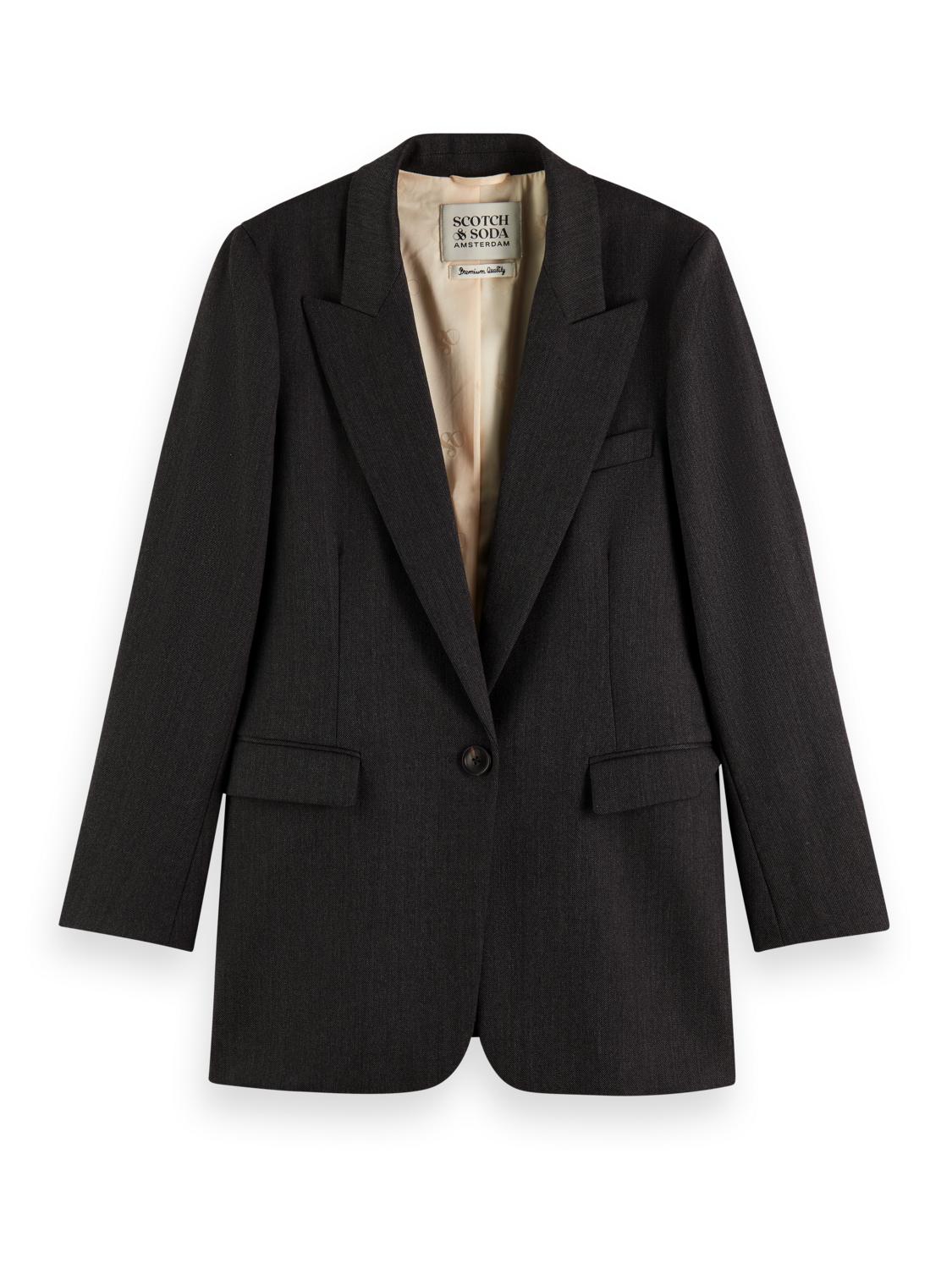 Scotch Soda Twill Wool Blend Single Breasted Blazer in Black Lyst