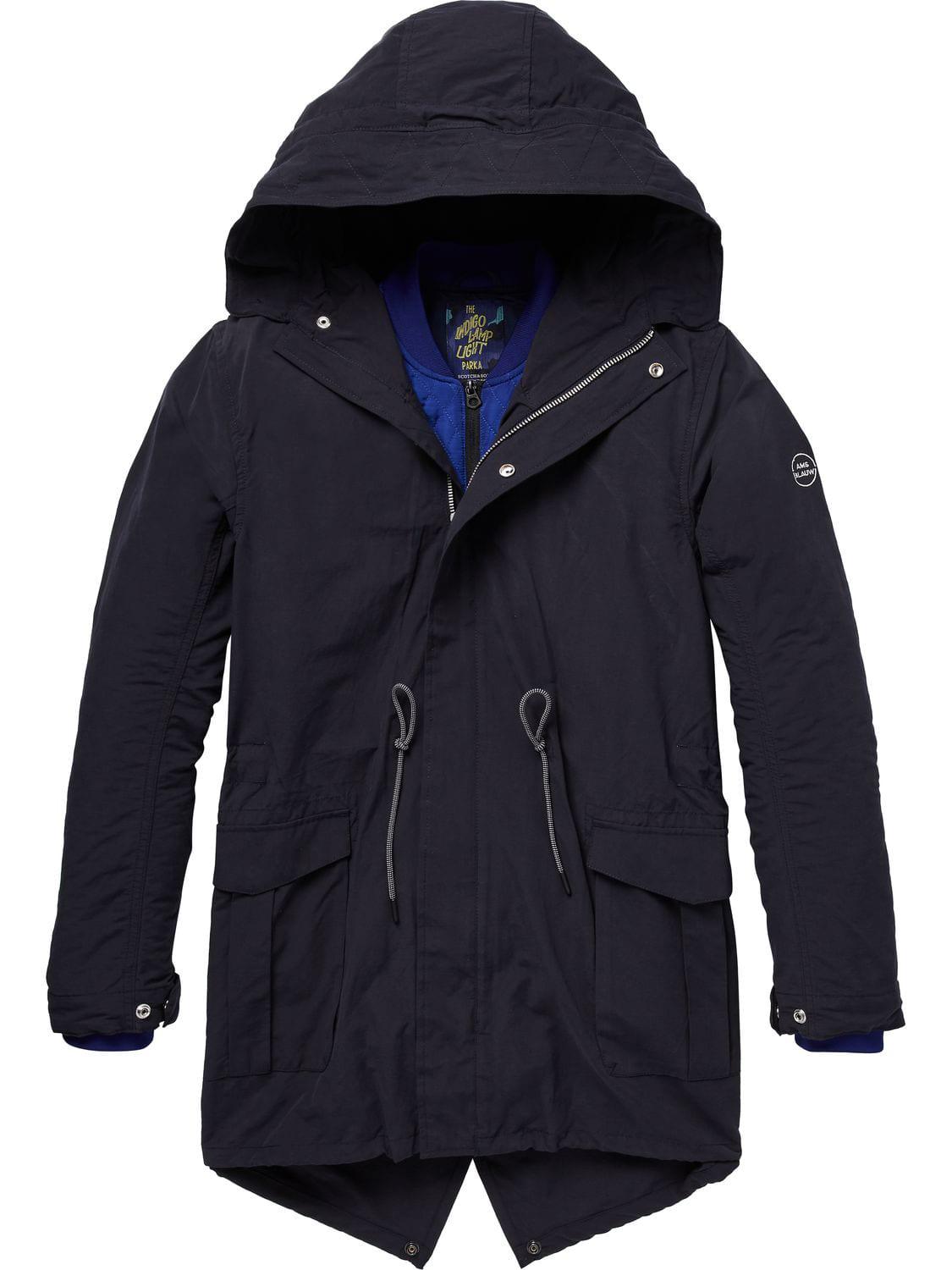 Scotch & Soda Cotton Layered Military Parka in Night (Blue) for Men - Lyst