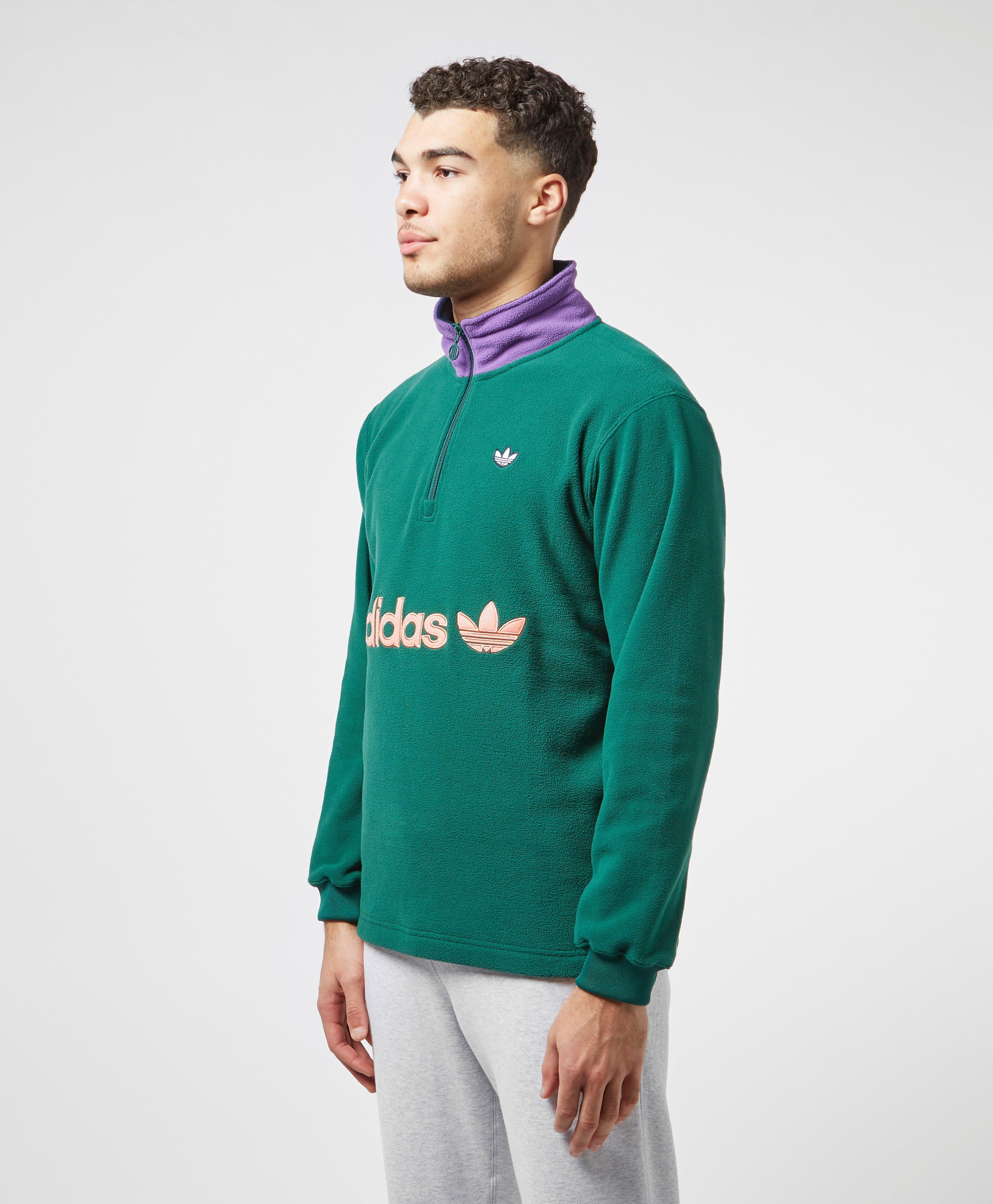 adidas Originals Half Zip Fleece in Green for Men - Lyst