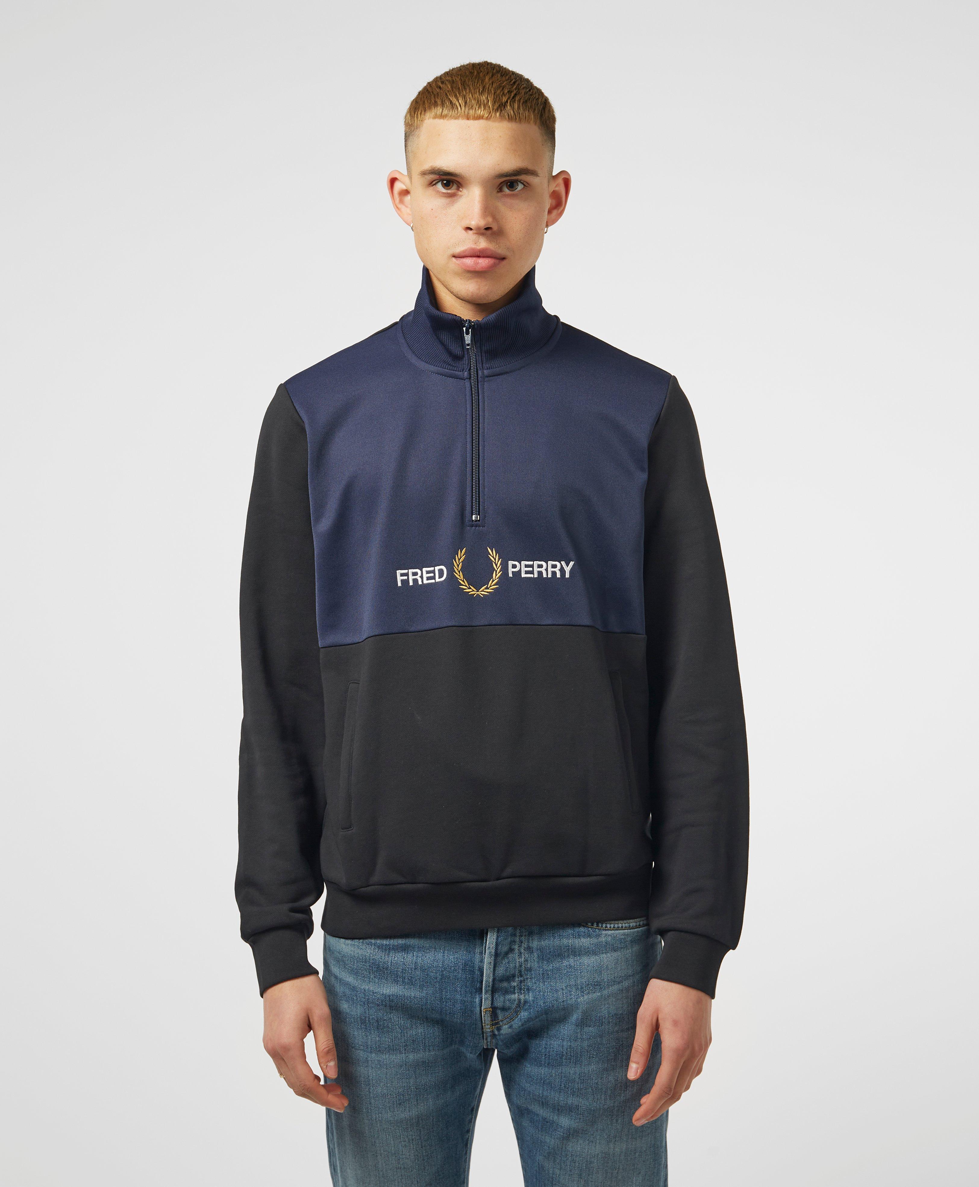 fred perry zip through bomber sweat in black