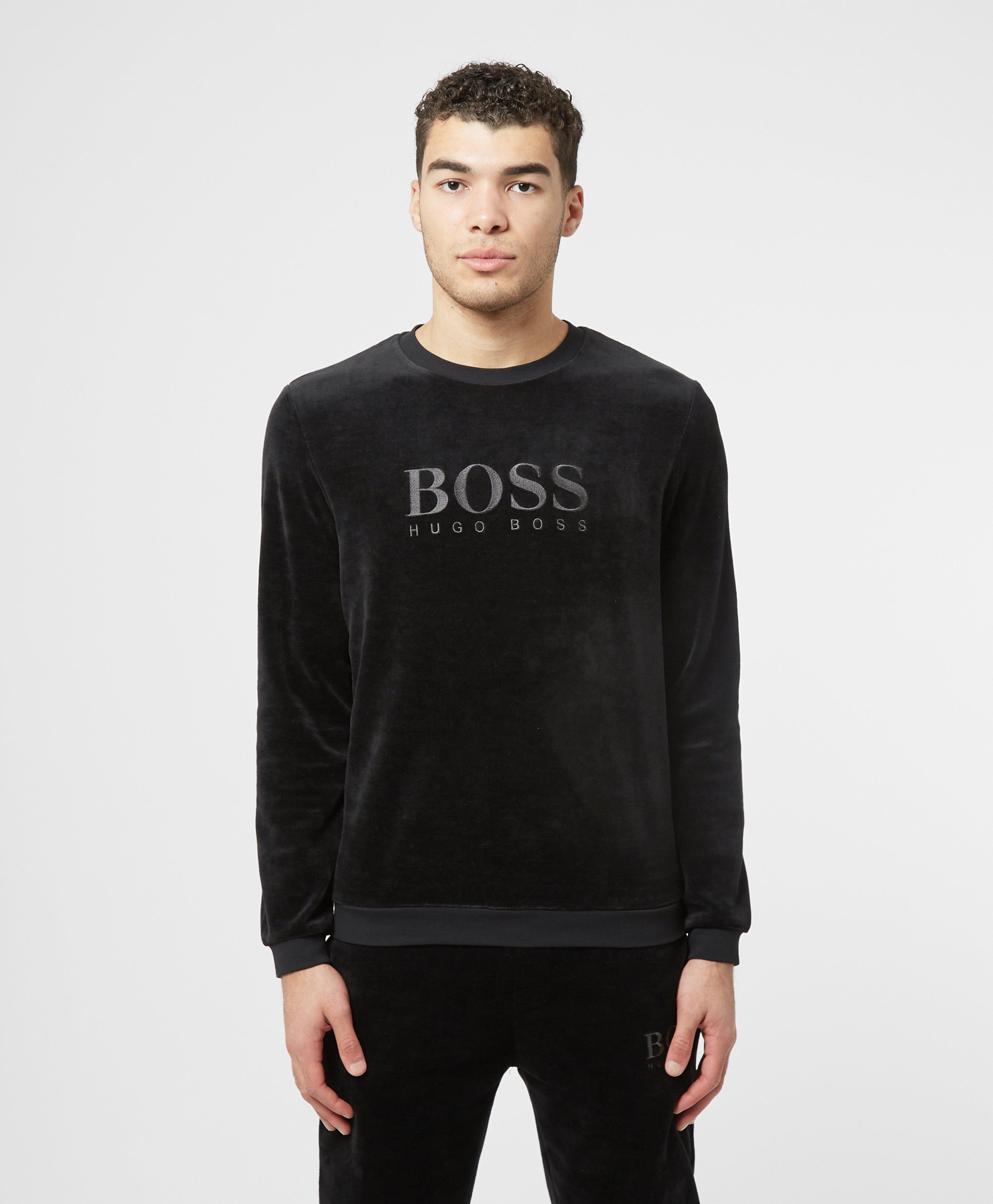 BOSS by HUGO BOSS Velour Crew Sweatshirt in Black for Men | Lyst