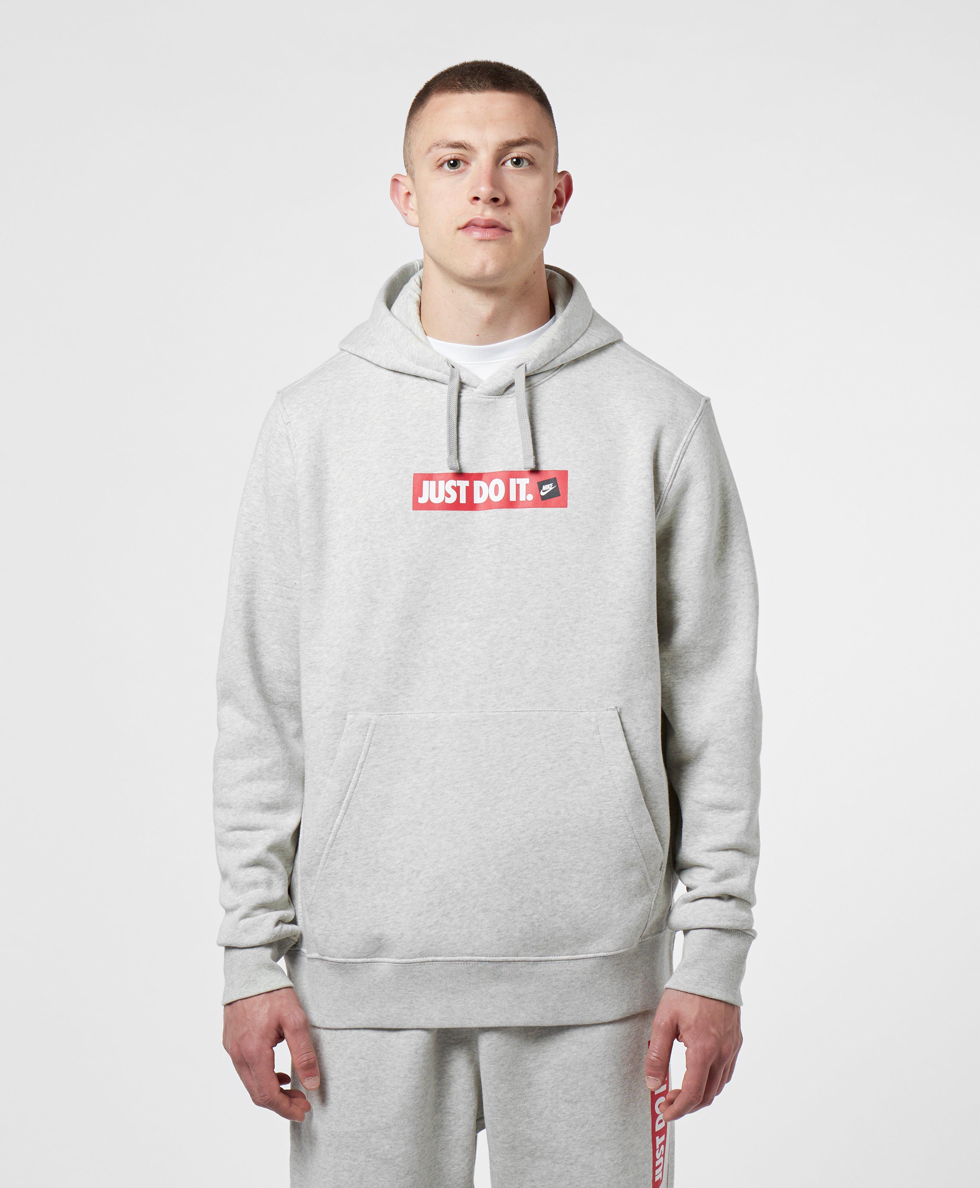 Nike Fleece Just Do It Box Logo Overhead Hoodie in Grey (Gray) for Men |  Lyst