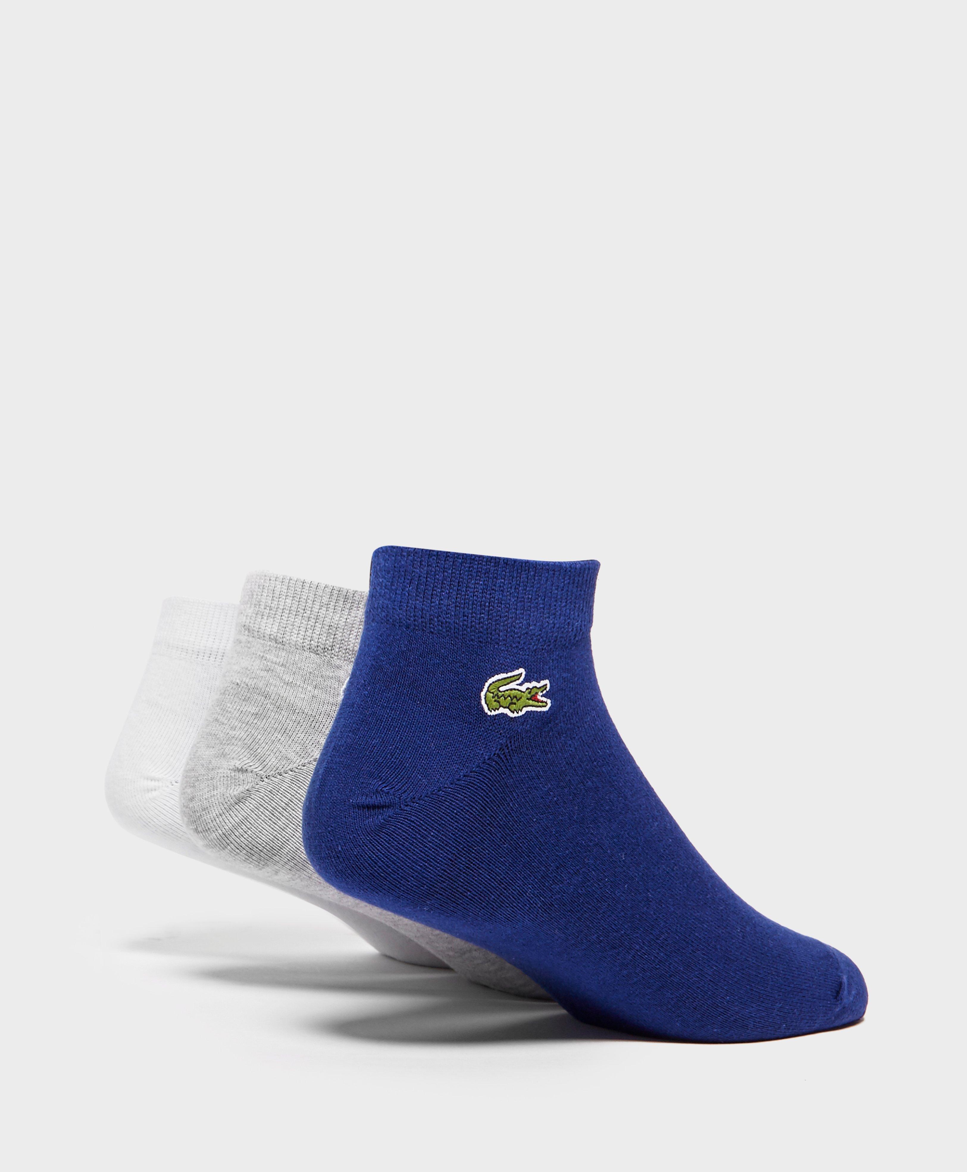 Lacoste Cotton 3-pack Trainer Socks in Blue for Men - Lyst