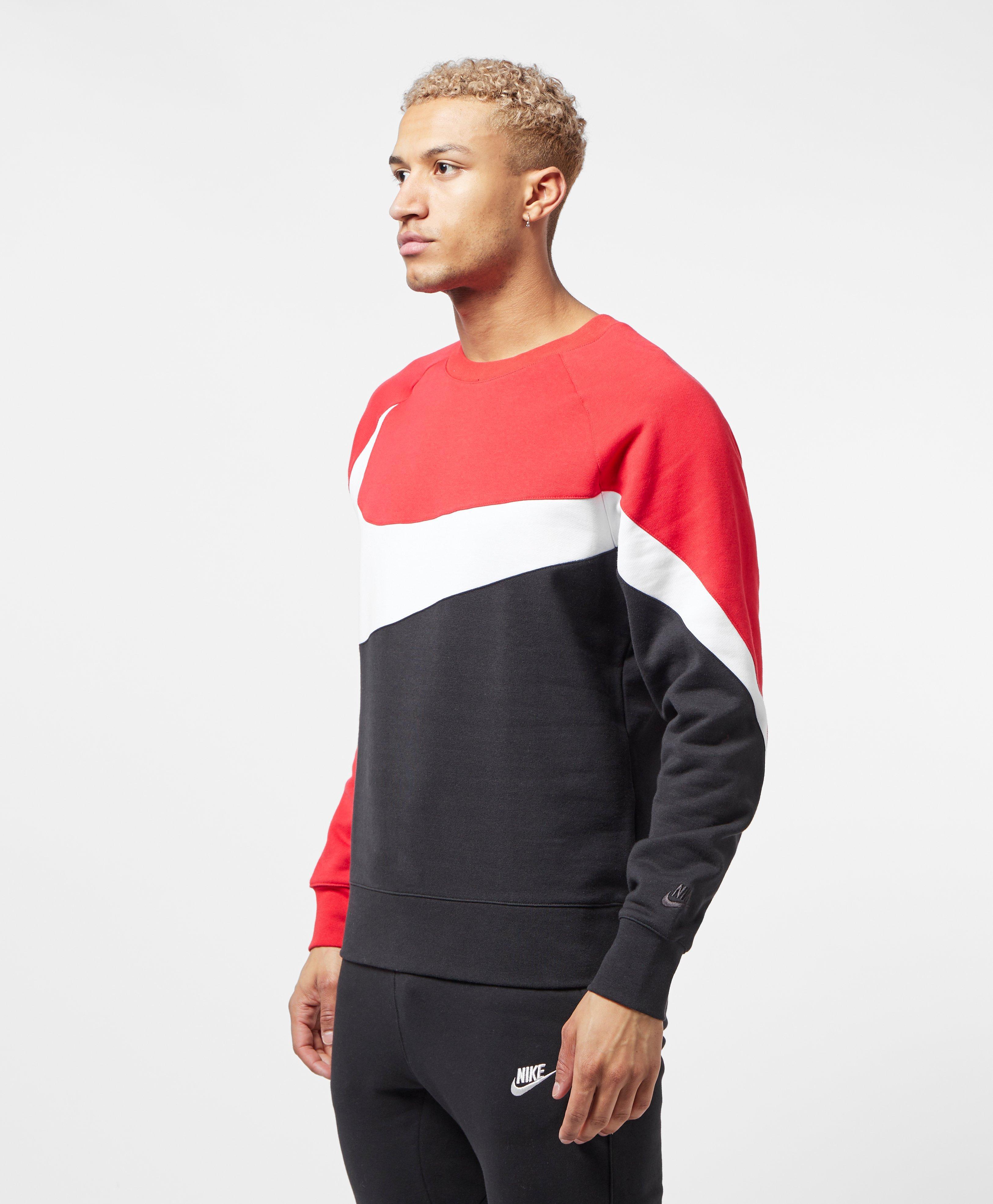 Nike Cotton Big Swoosh Crew Sweat in Red for Men | Lyst