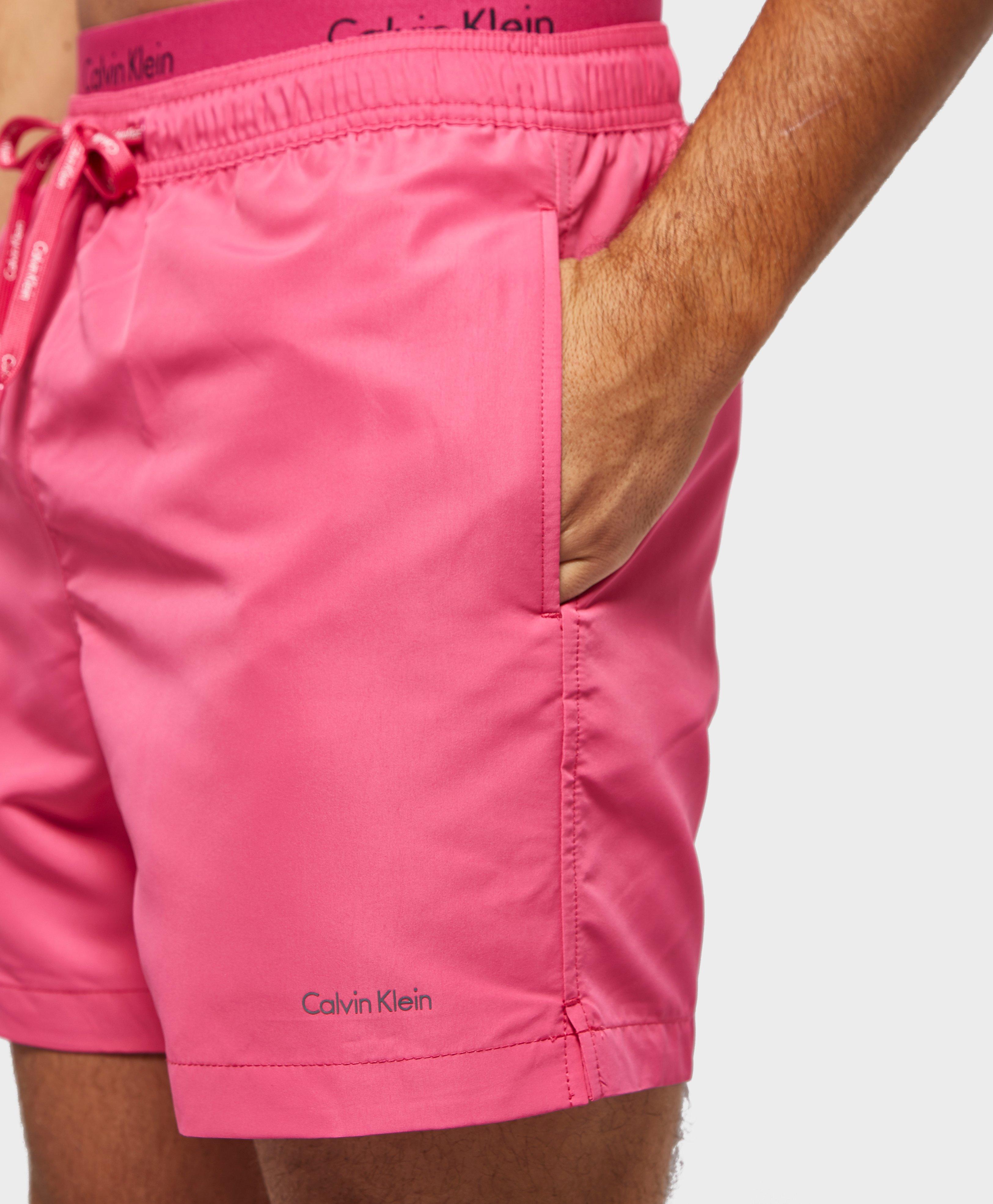 calvin klein double waistband swim shorts black