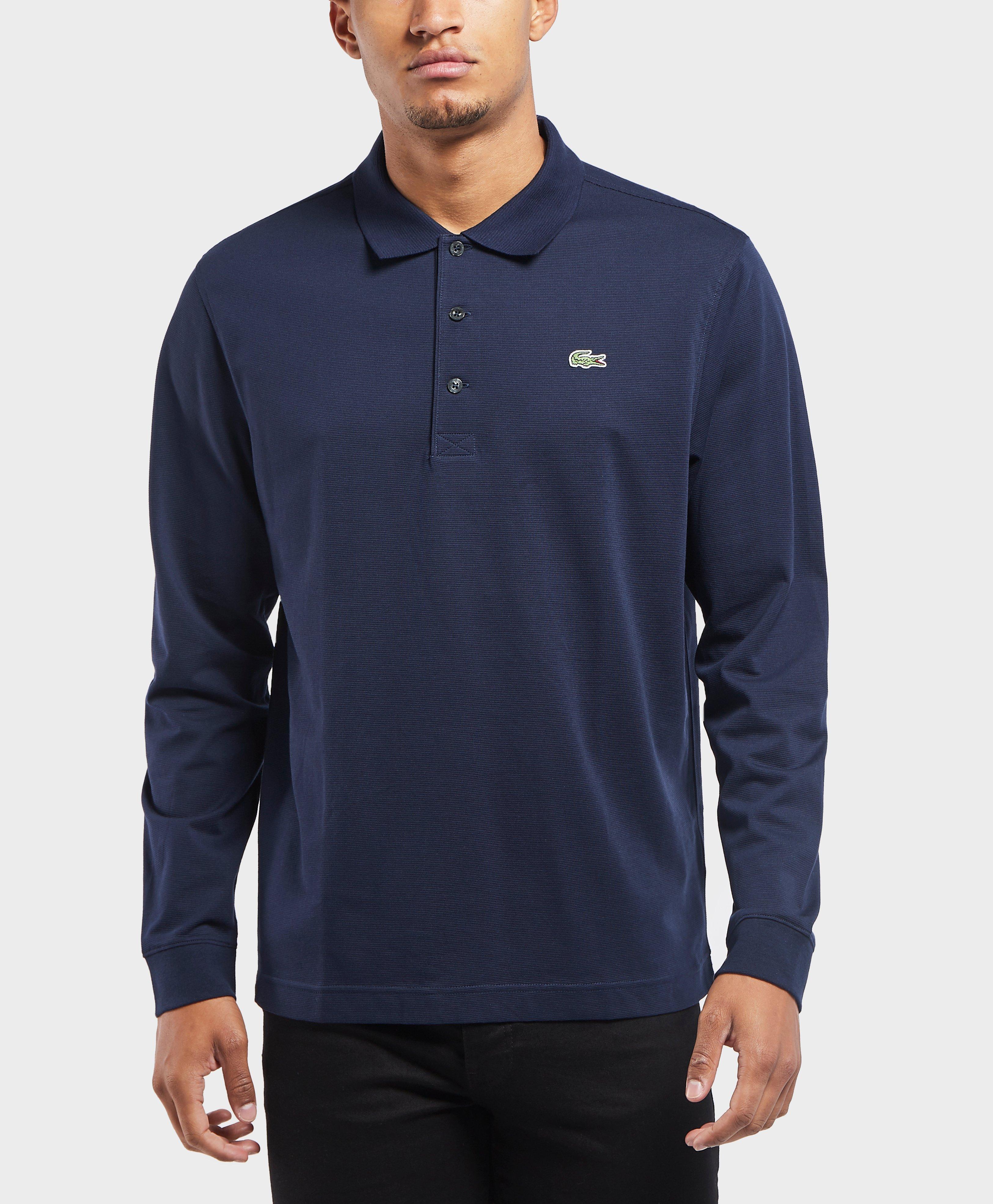 Long Sleeve Polo Shirt in Navy Blue 
