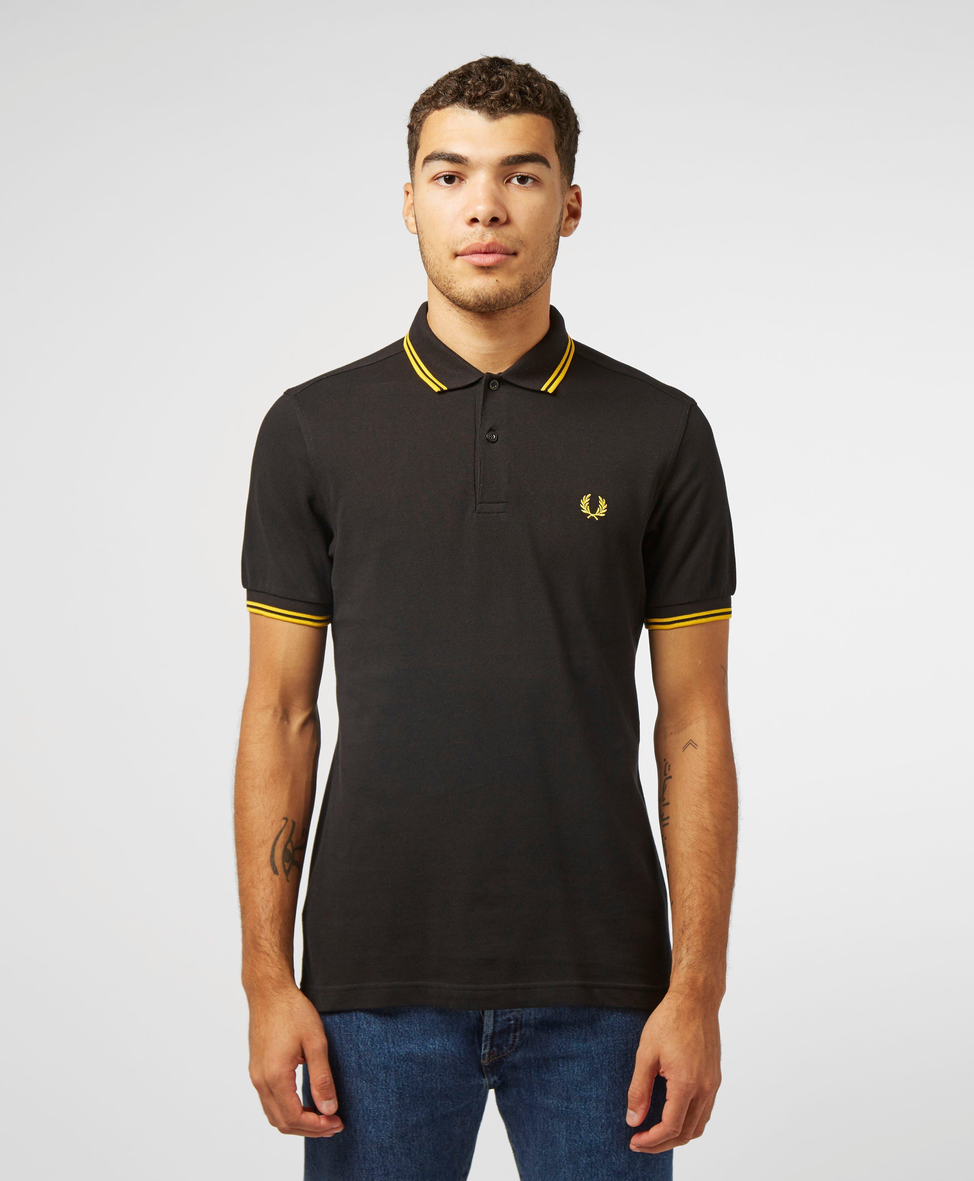 Fred Perry Cotton Slim Twin Tipped Short Sleeve Polo Shirt in Black ...