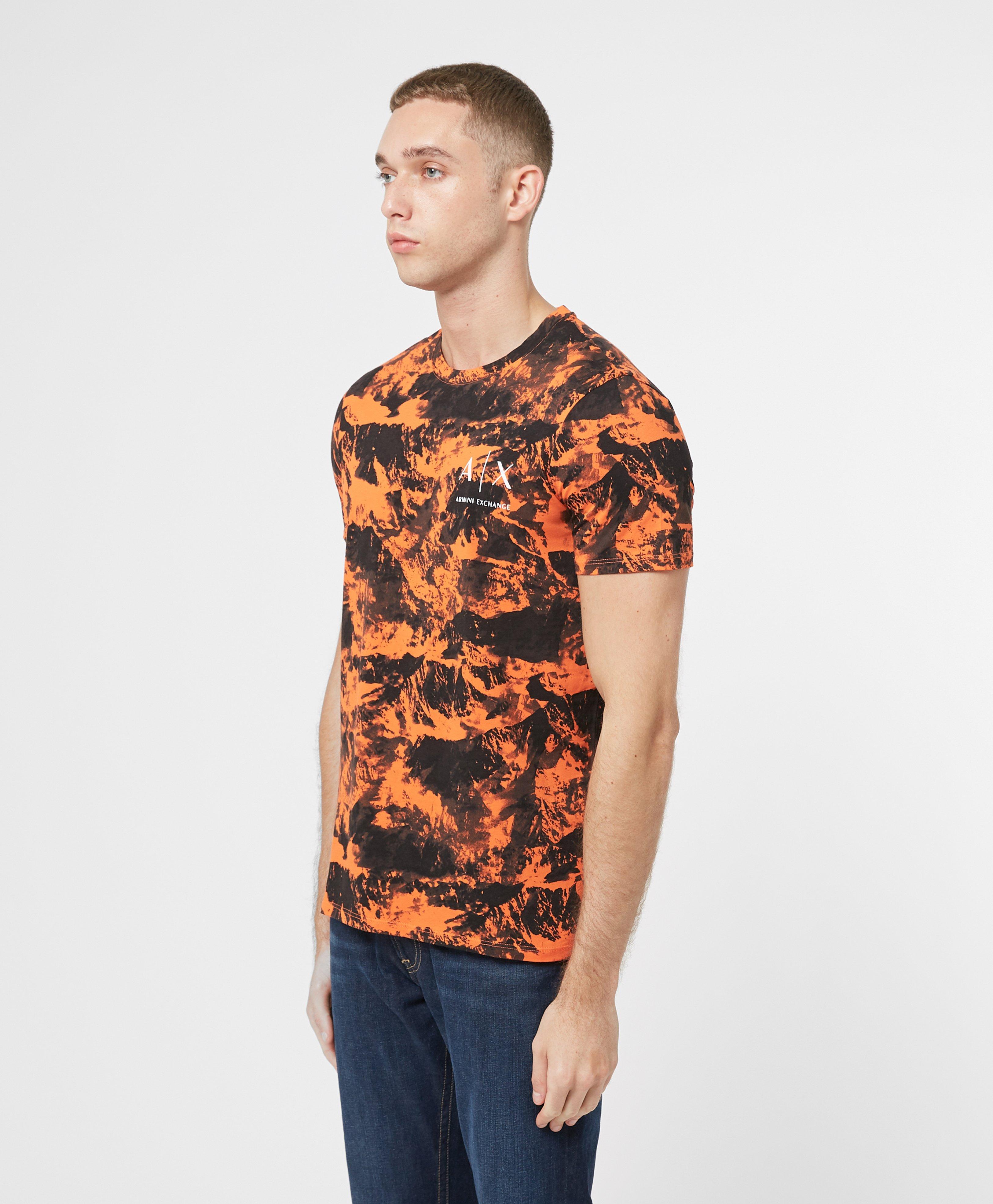 Armani Exchange All Over Mountain Short Sleeve Tshirt in Orange for