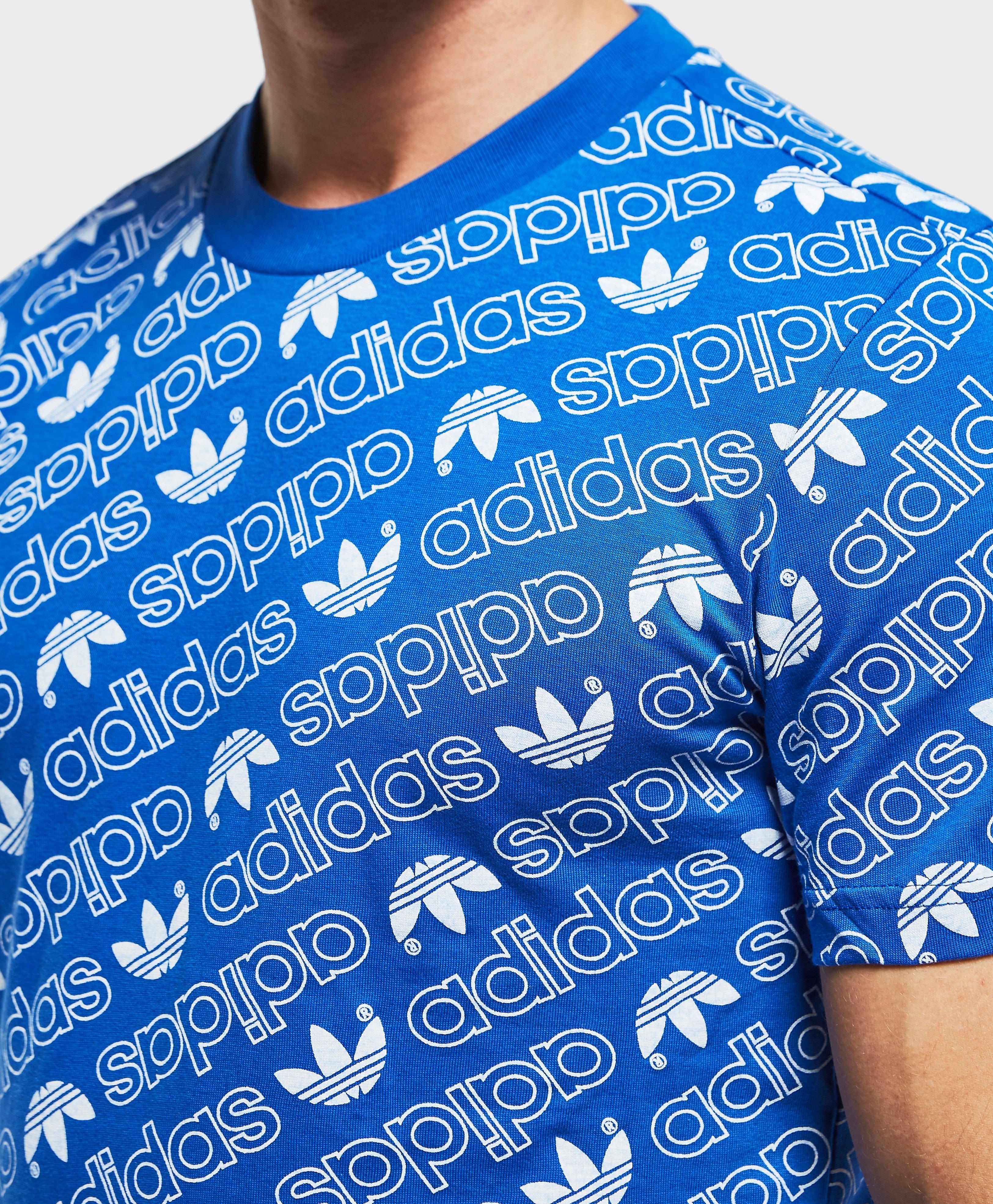 adidas Originals Cotton All Over Print T-shirt in Blue for Men | Lyst