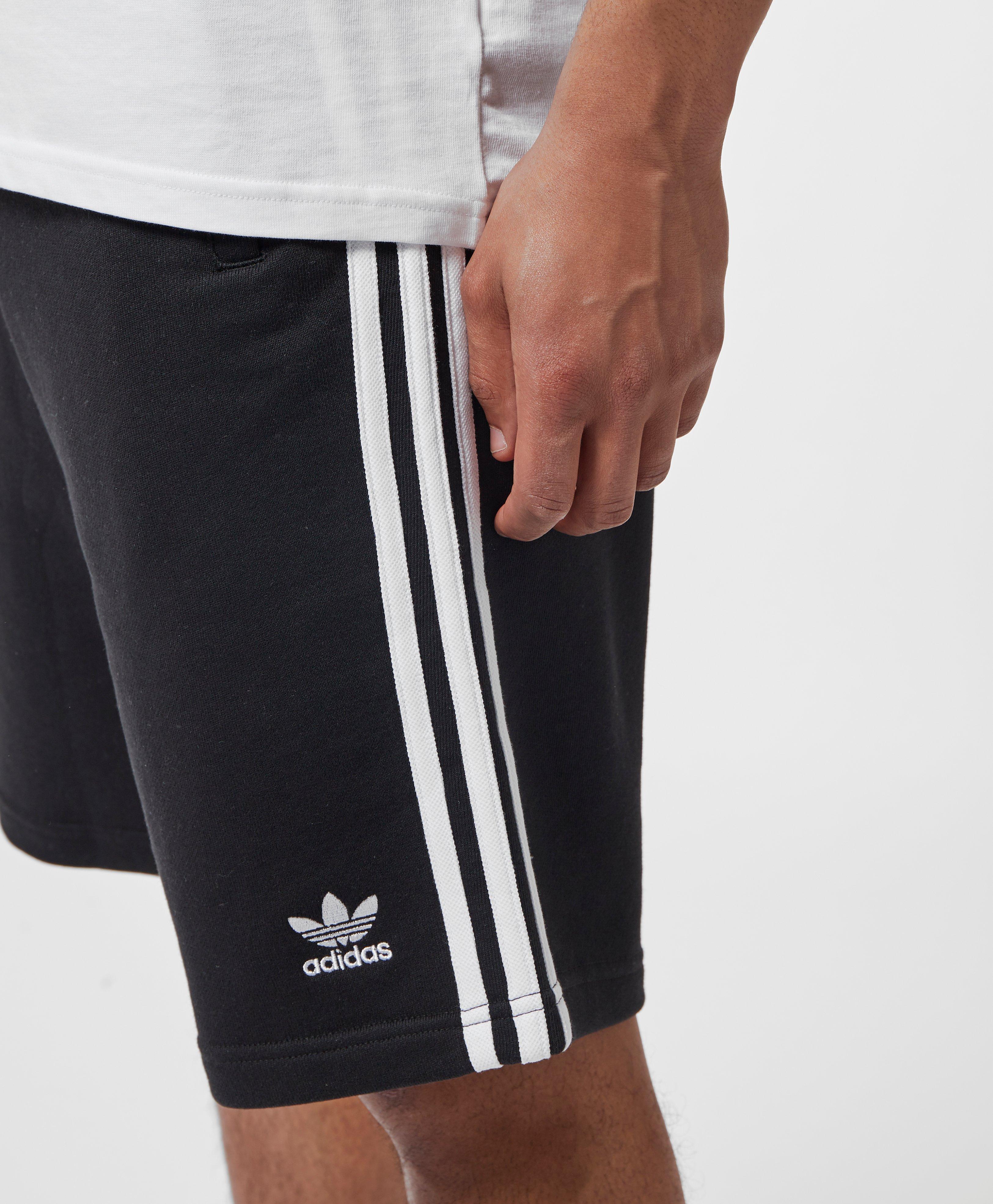 adidas Originals 3-stripes Fleece Shorts in Black for Men - Lyst