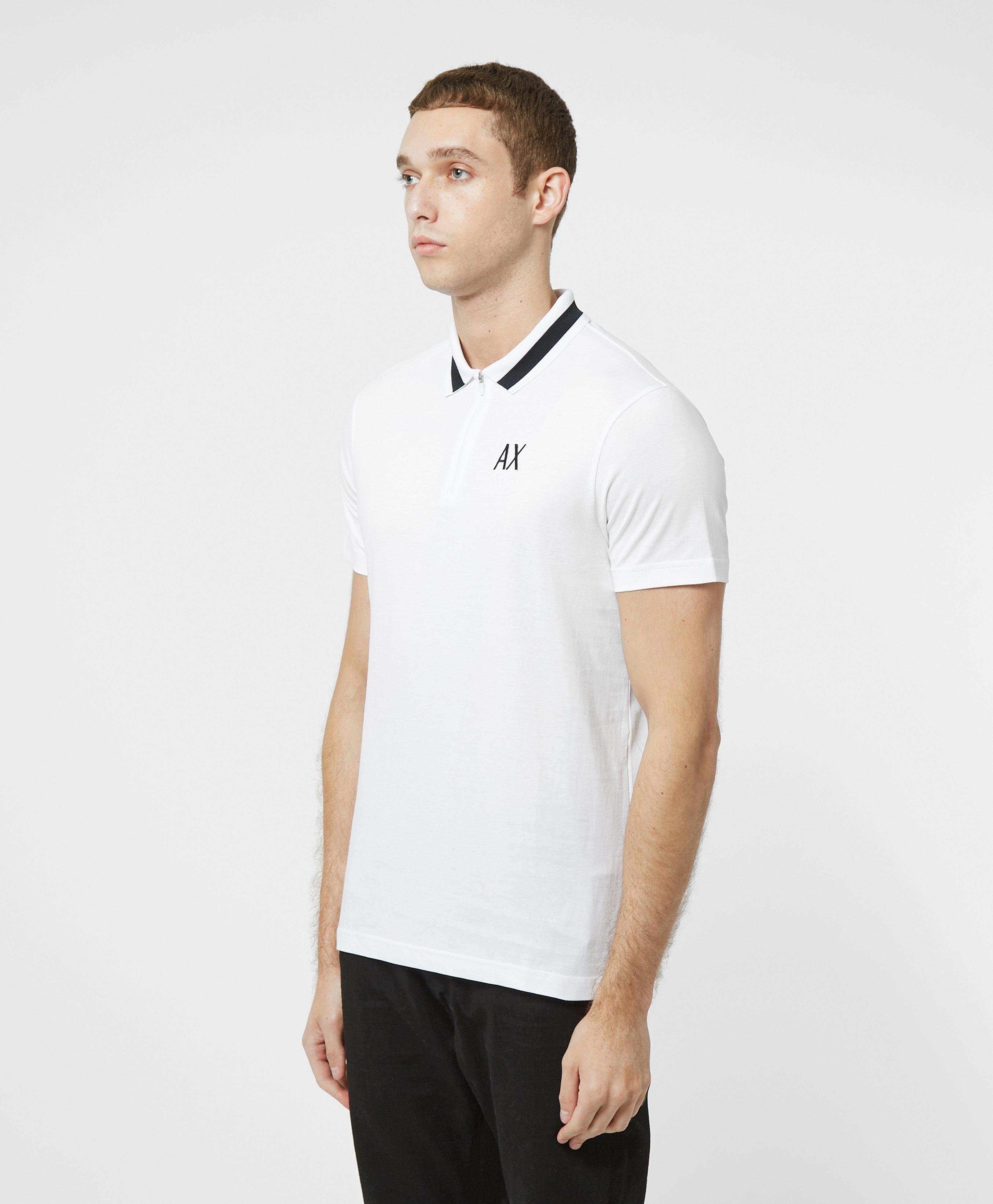 Armani Exchange Trim Collar Short Sleeve Polo Shirt in White for Men - Lyst