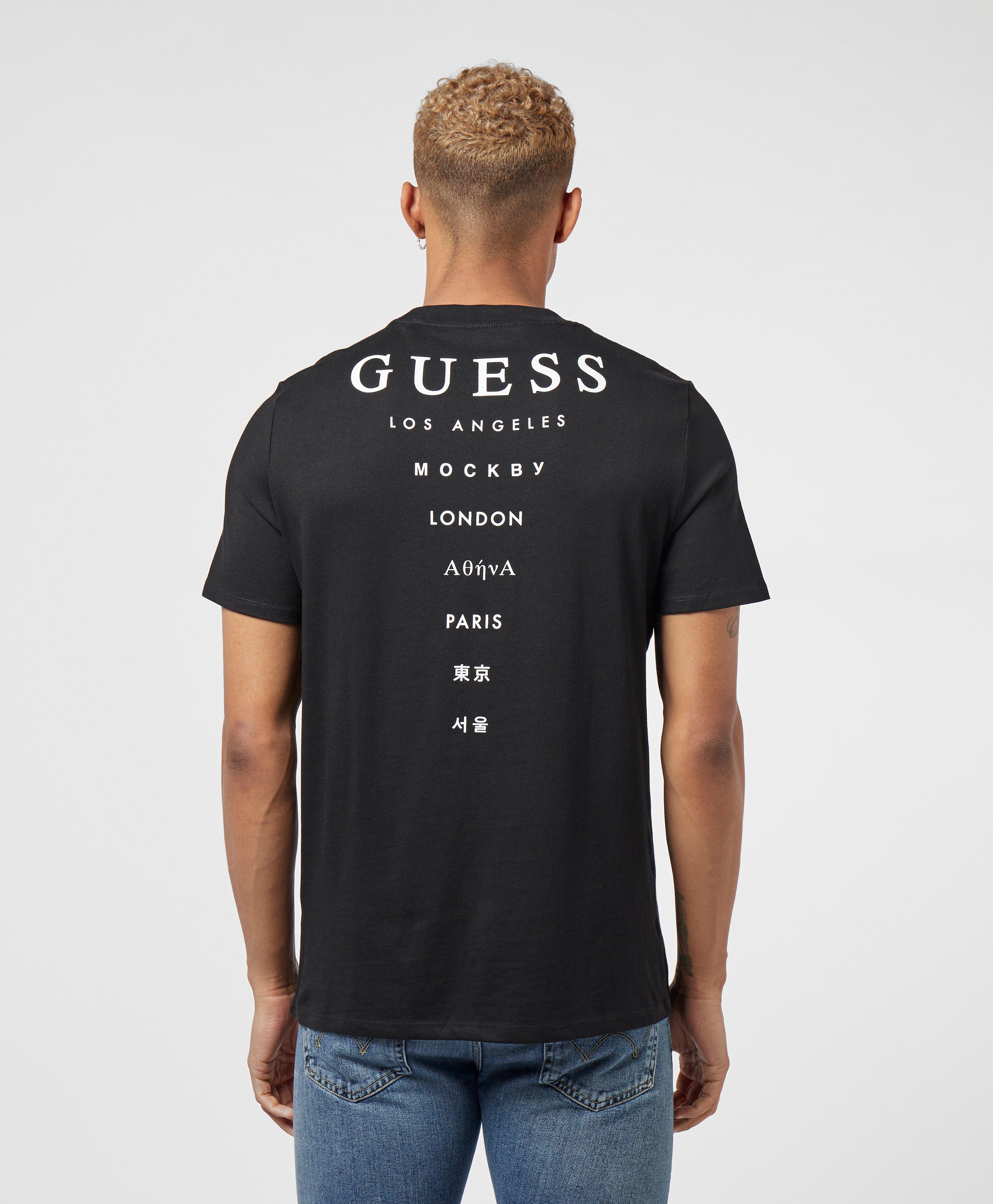 Guess City Back Print Short Sleeve T-shirt in Black for Men | Lyst