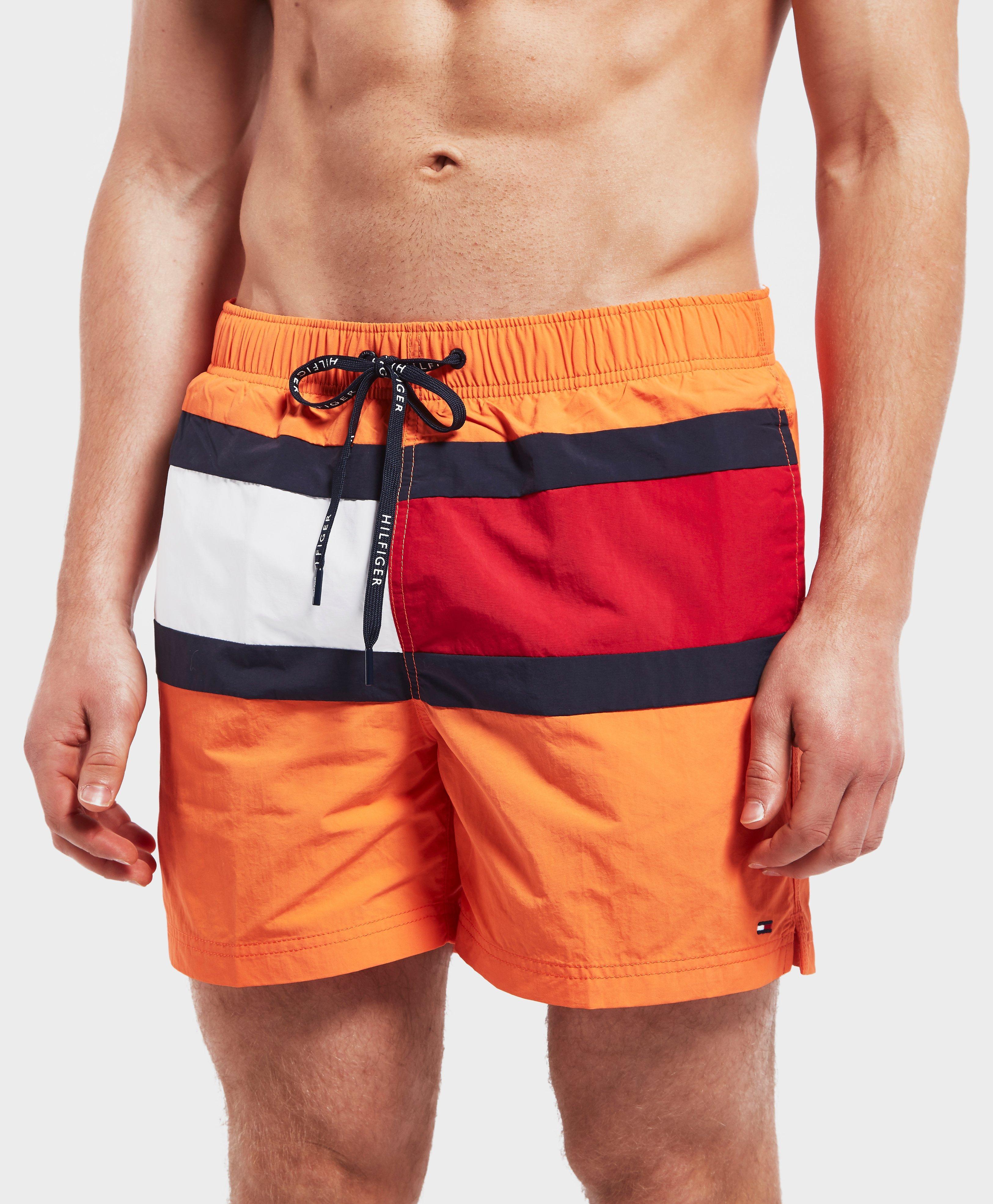 Tommy Hilfiger Synthetic Central Flag Swim Shorts in Orange for Men Lyst
