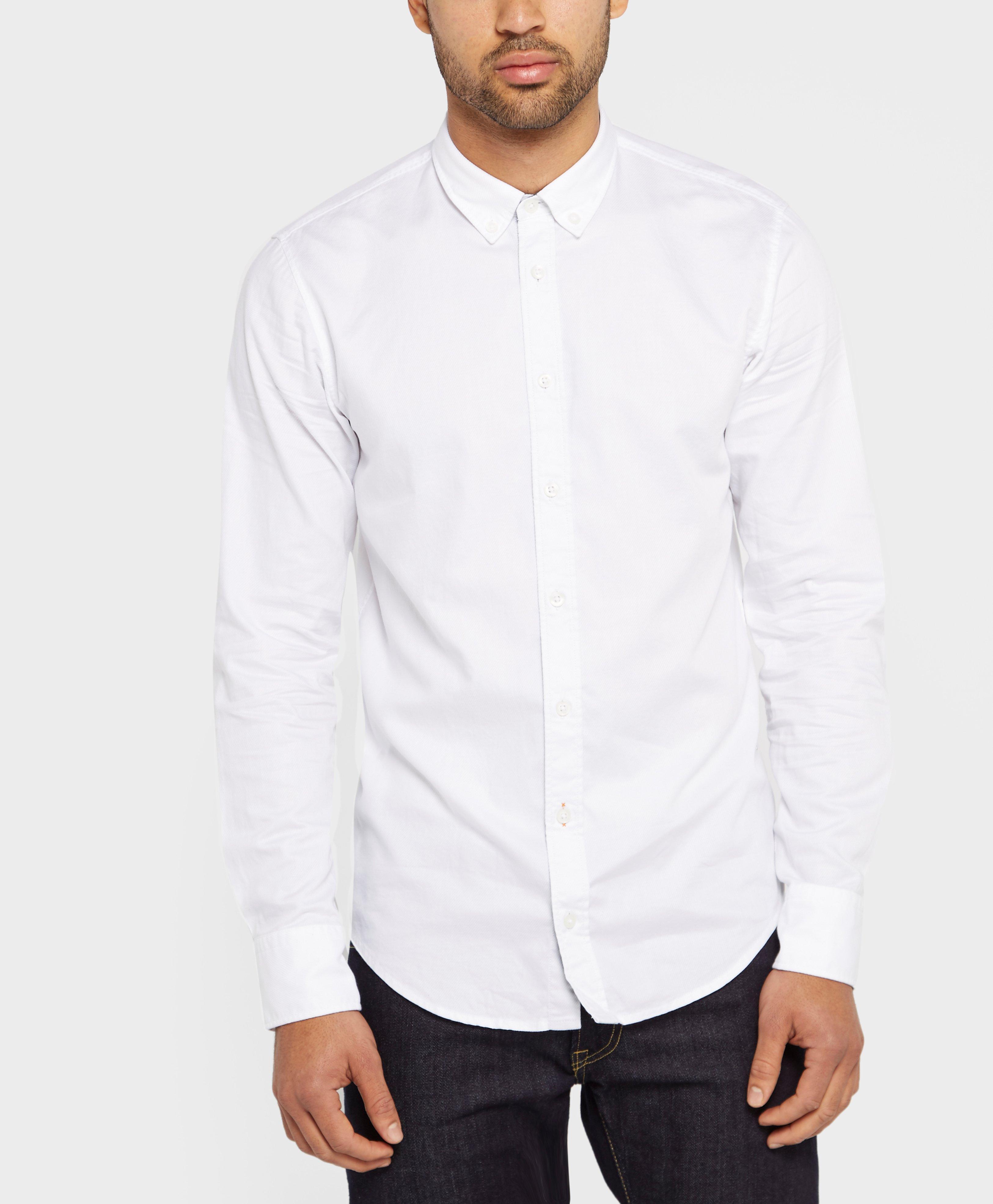 BOSS by Hugo Boss Cotton Orange Edipoe Long Sleeve Shirt in White for Men -  Lyst