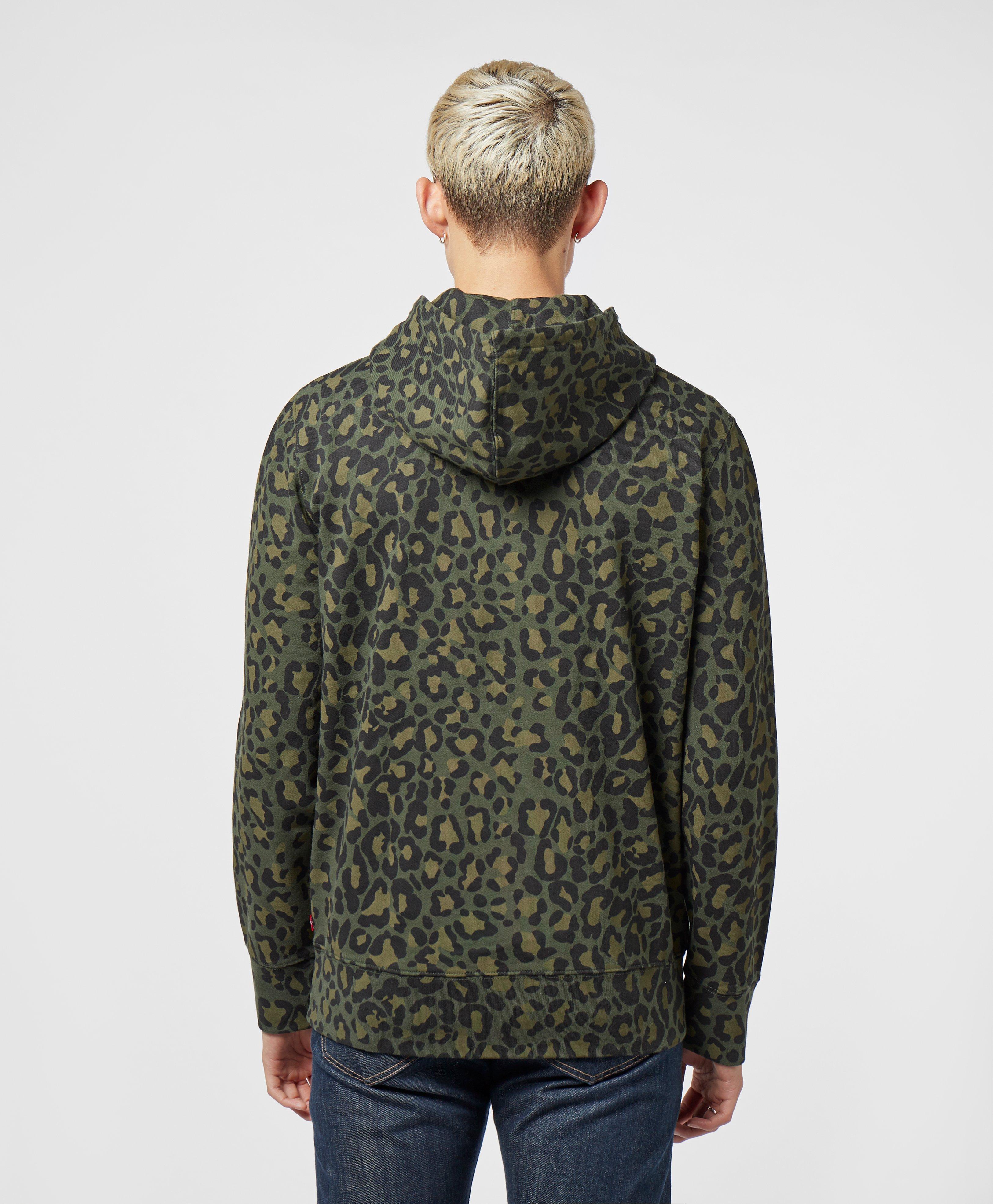 Green leopard print hoodie Clearance