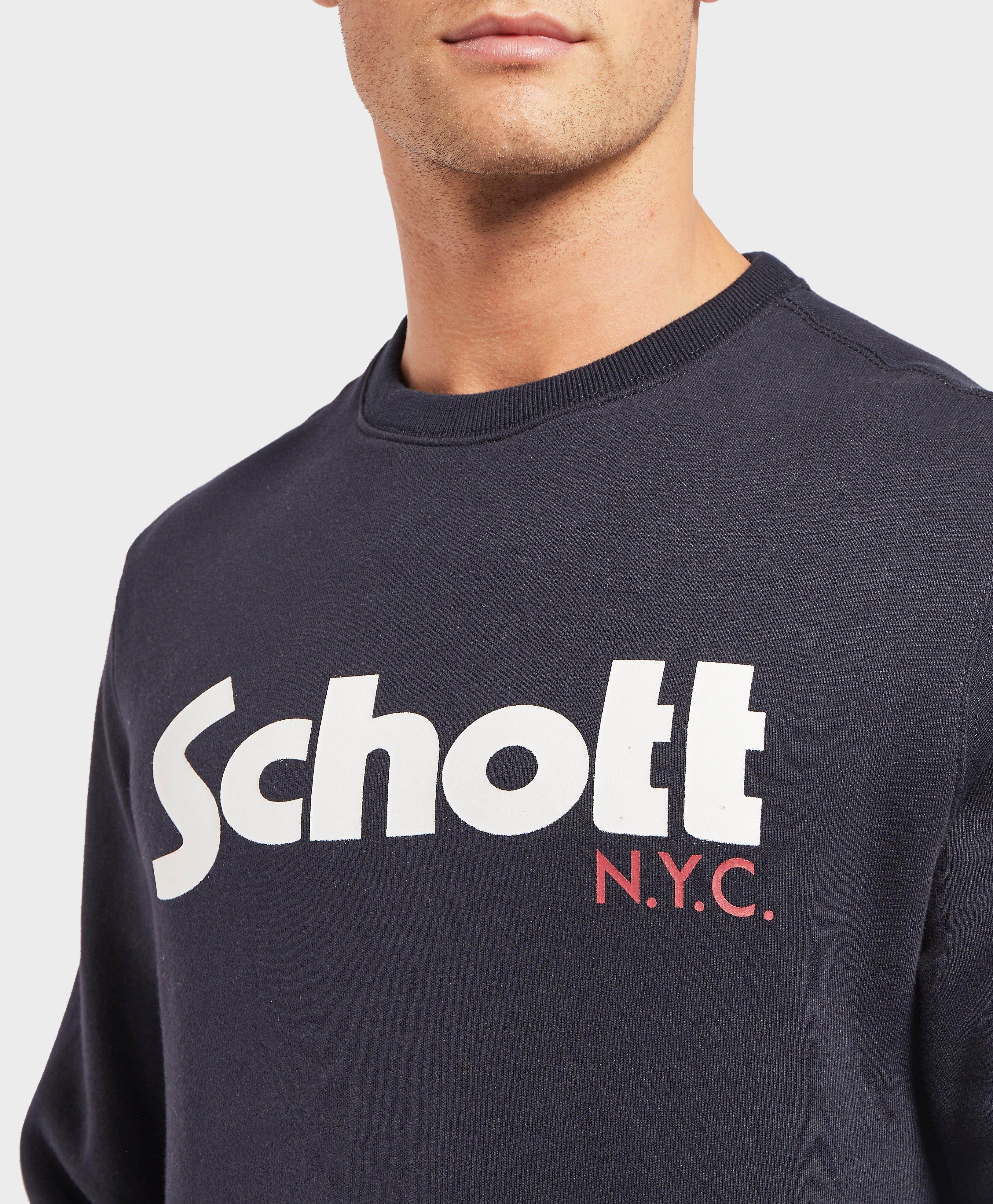 Schott Black Logo Crew Neck Sweatshirt