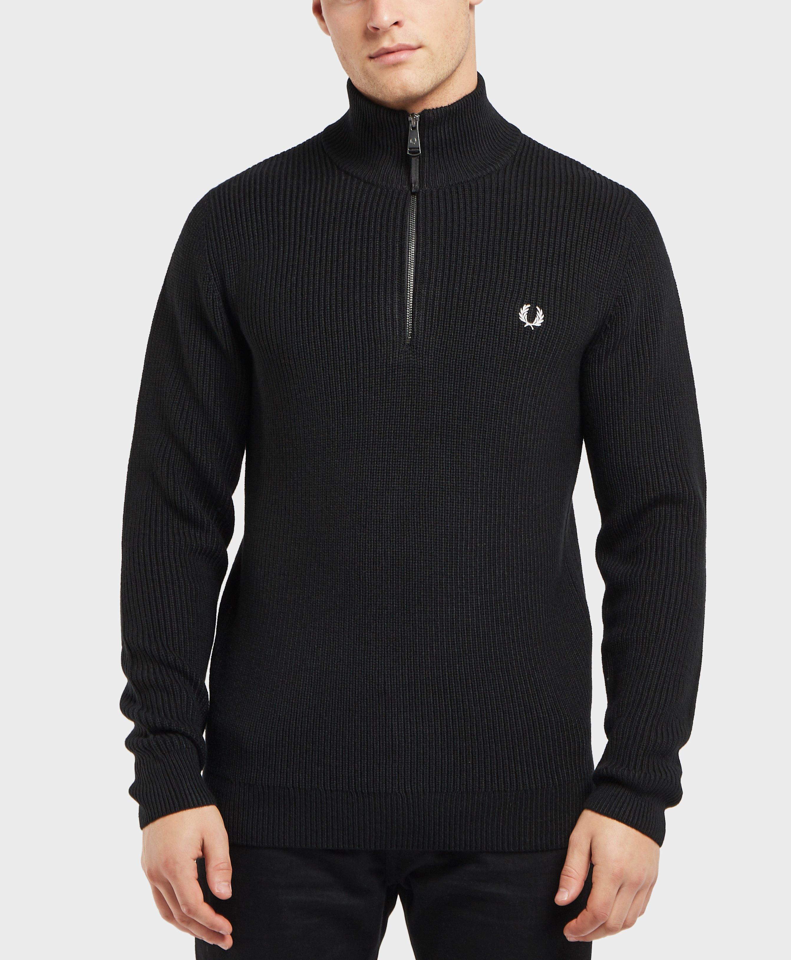 Fred Perry Half Zip Ribbed Knit Jumper 