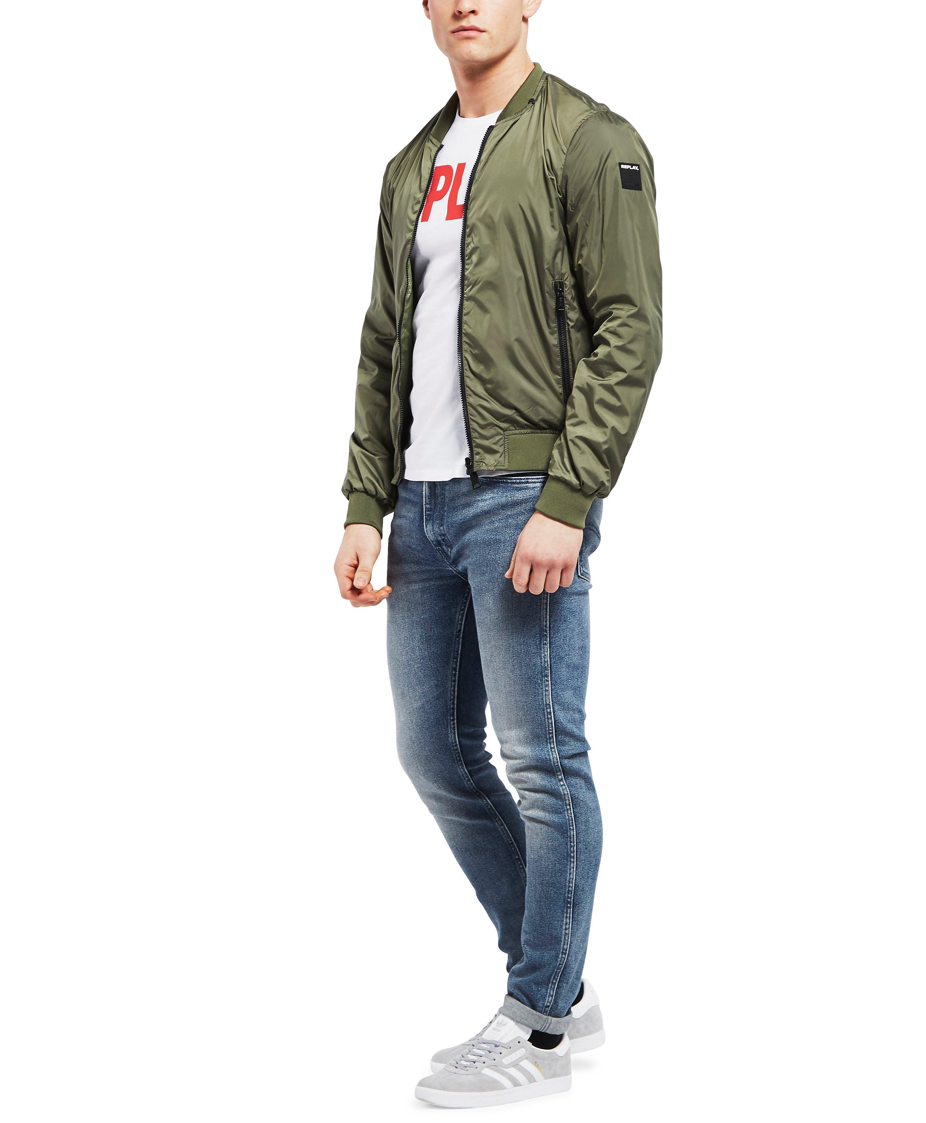 replay bomber jacket green