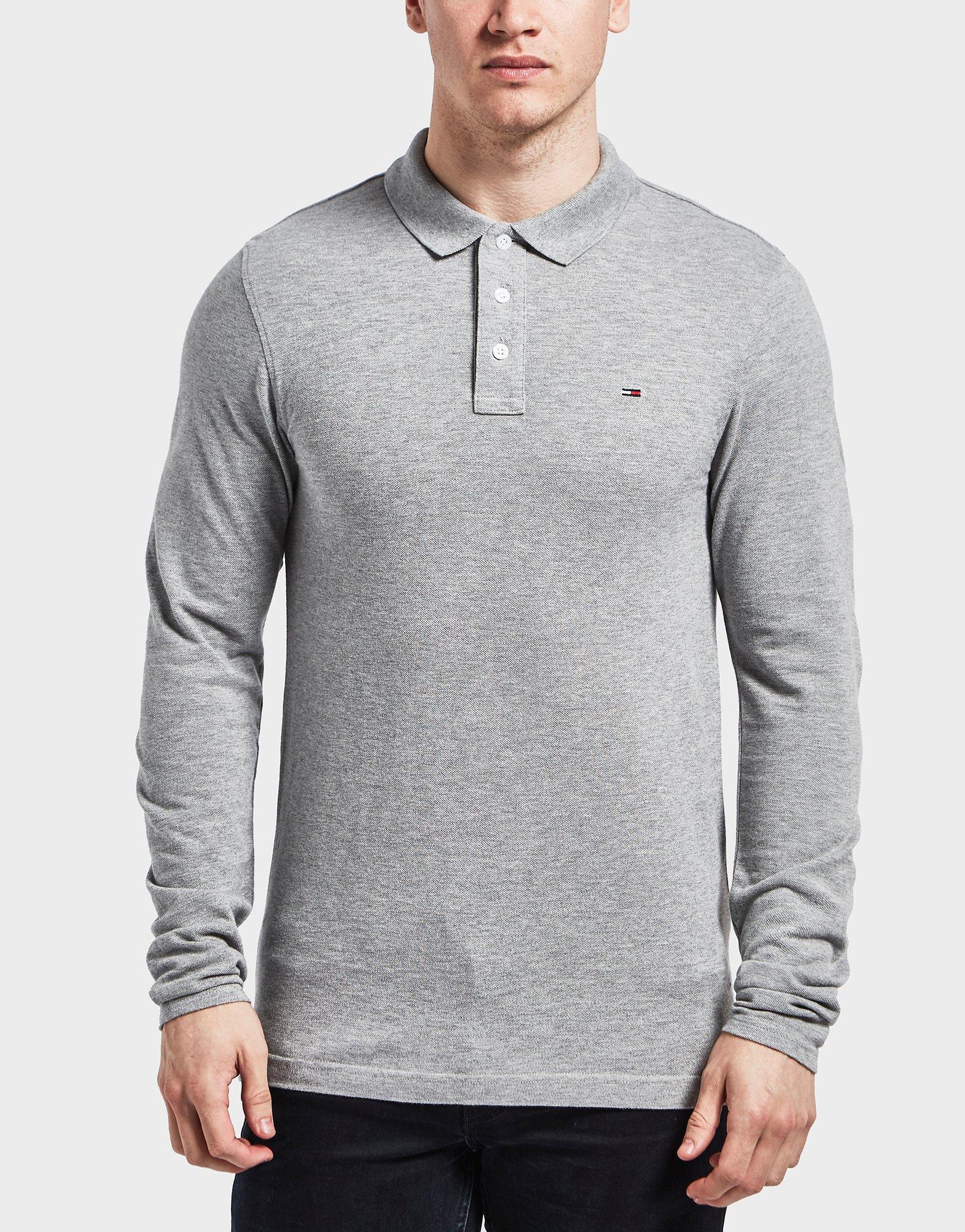 Tommy Hilfiger Cotton Long Sleeve Polo Shirt in Gray for Men - Lyst