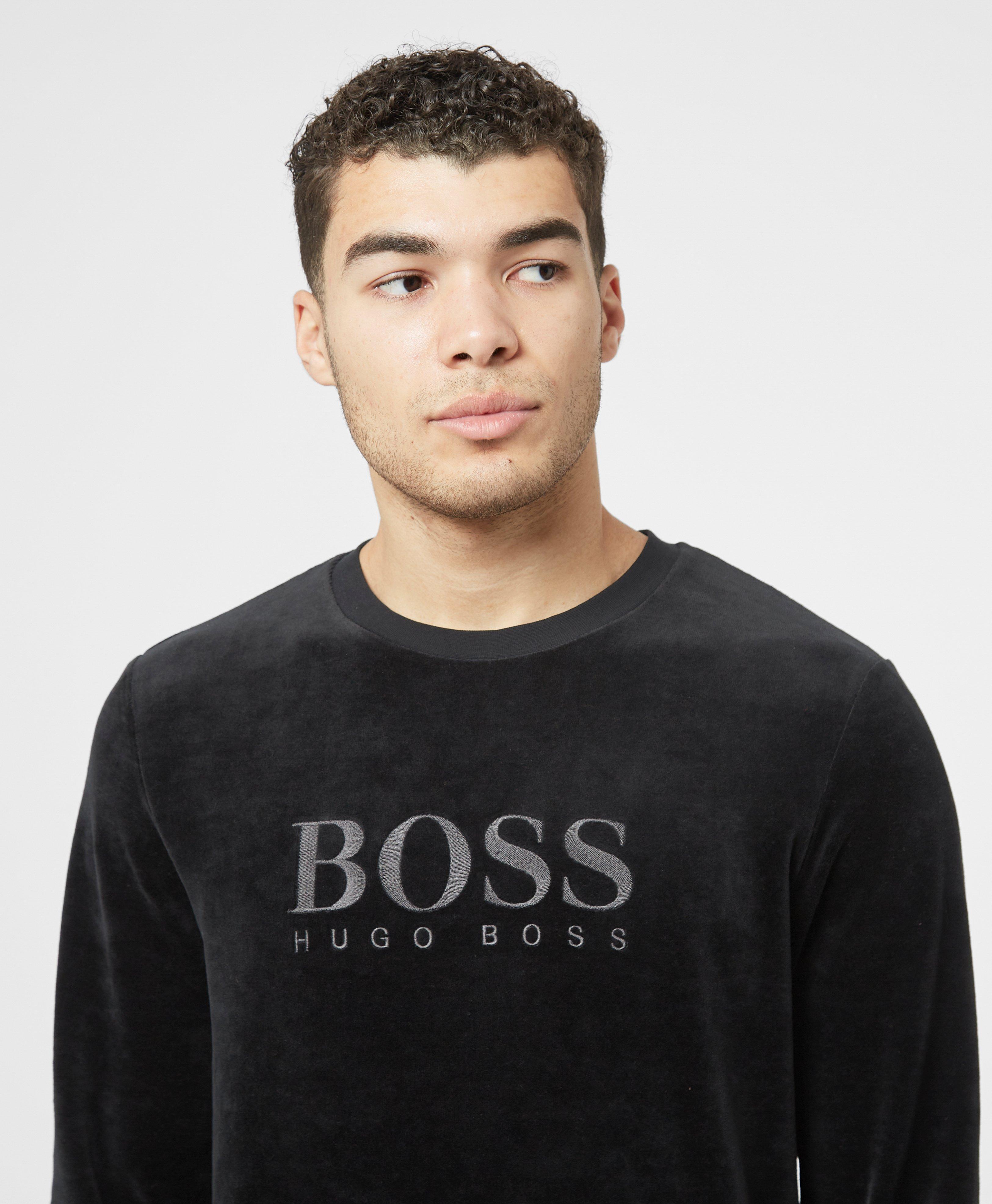 BOSS by HUGO BOSS Velour Crew Sweatshirt in Black for Men | Lyst