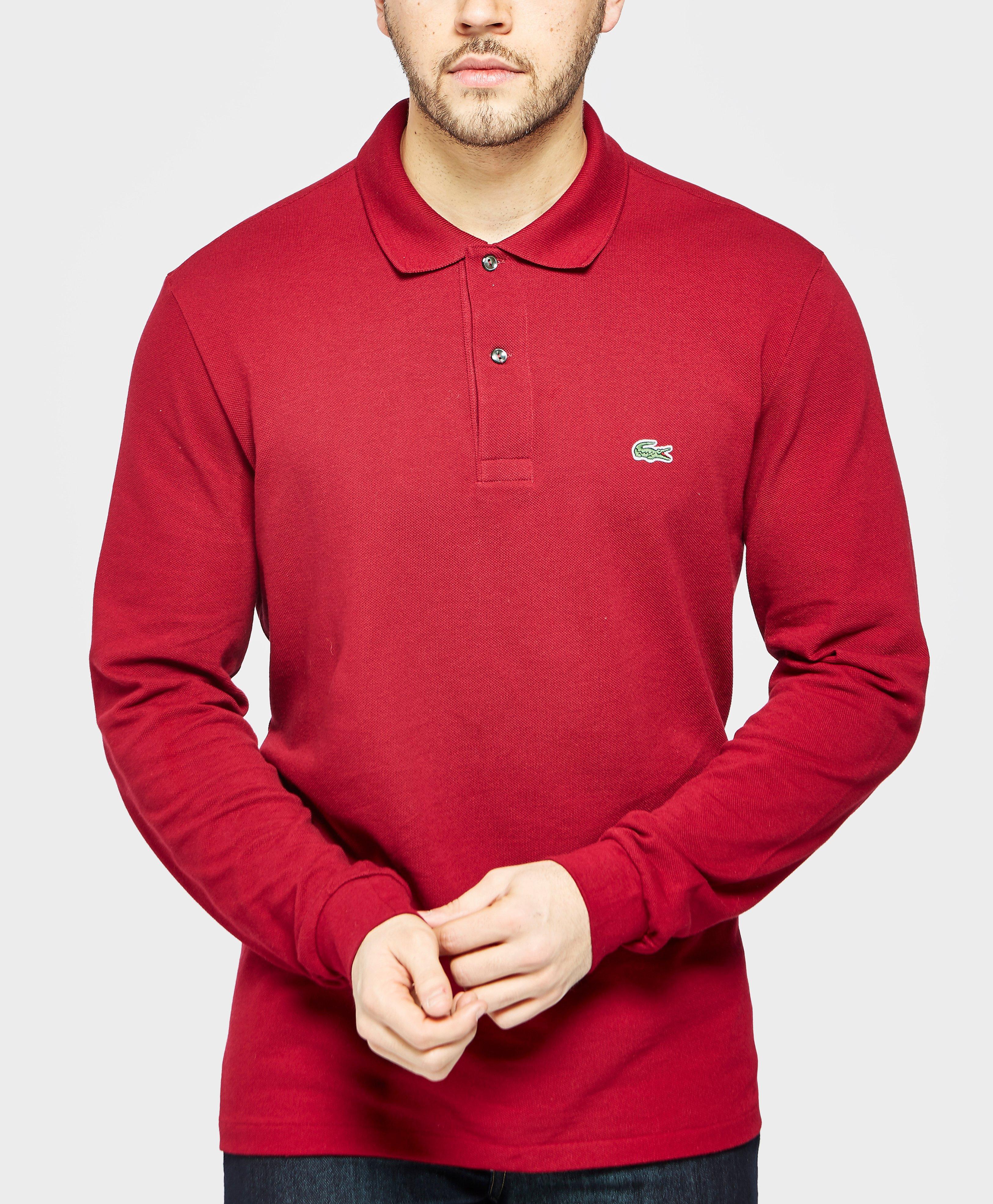 Lacoste Cotton Long Sleeve Polo Shirt in Red for Men - Lyst