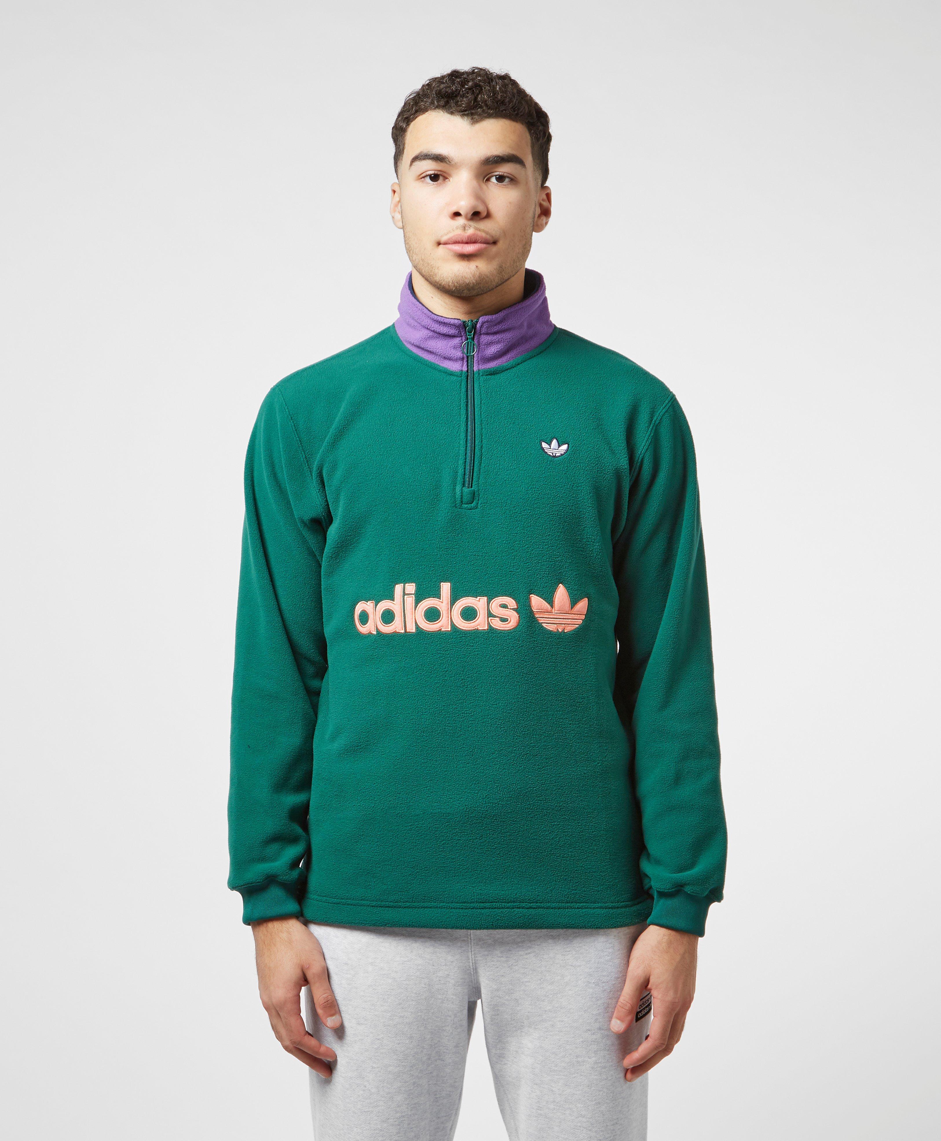 adidas Originals Half Zip Fleece in Green for Men | Lyst
