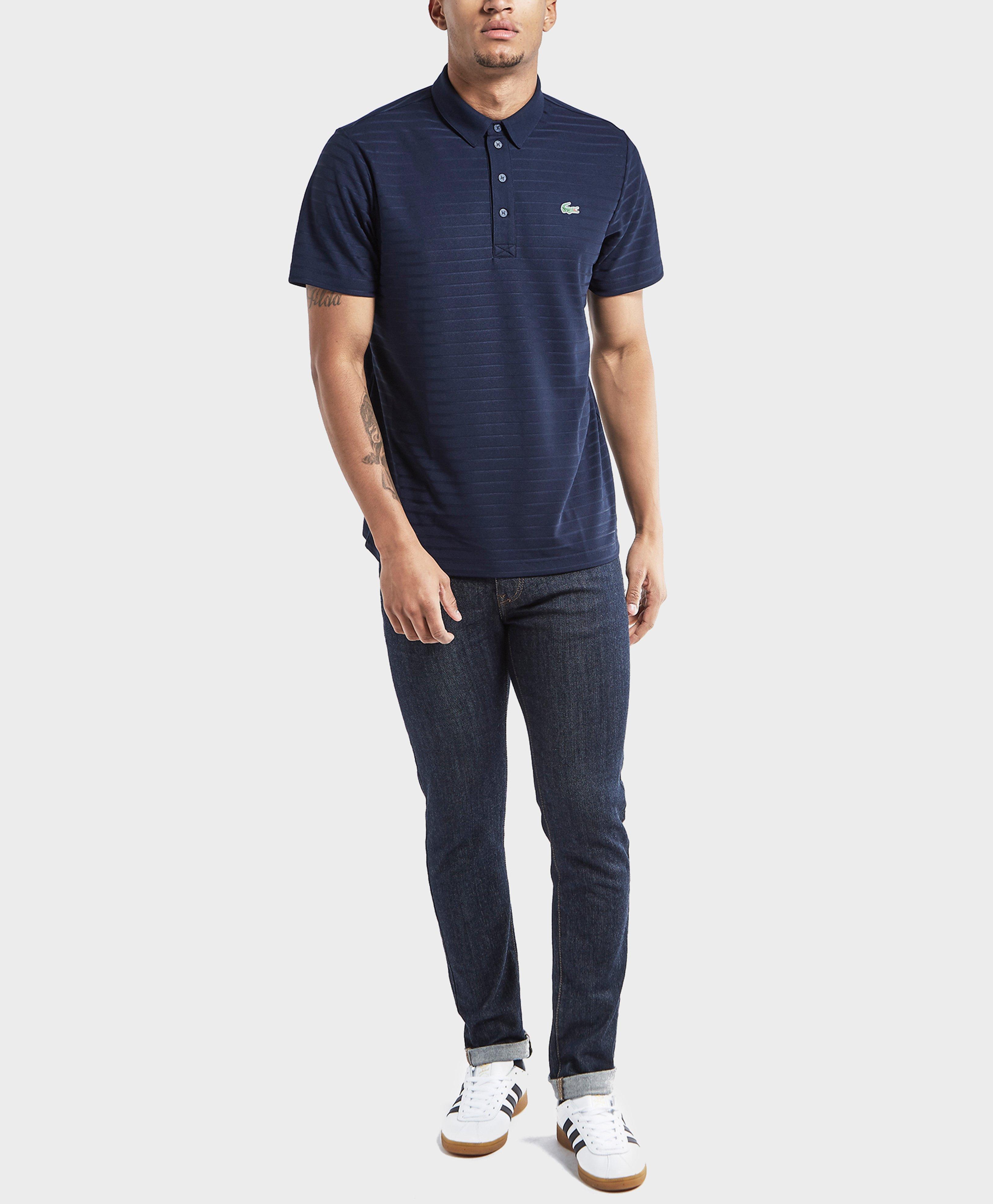 Lyst - Lacoste Striped Short Sleeve Polo Shirt in Blue for Men