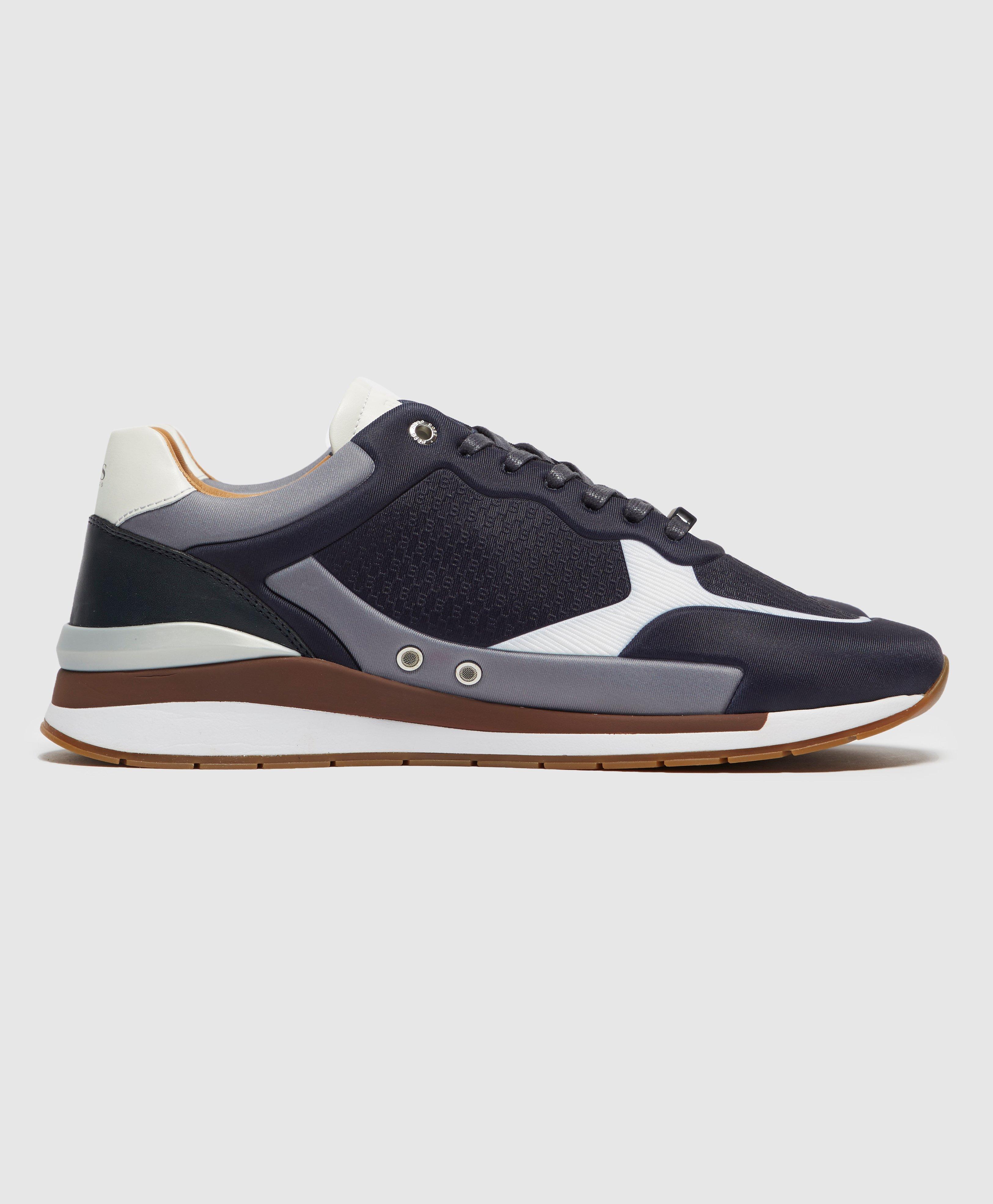 BOSS by HUGO BOSS Leather Element Run Trainers in Blue for Men - Lyst