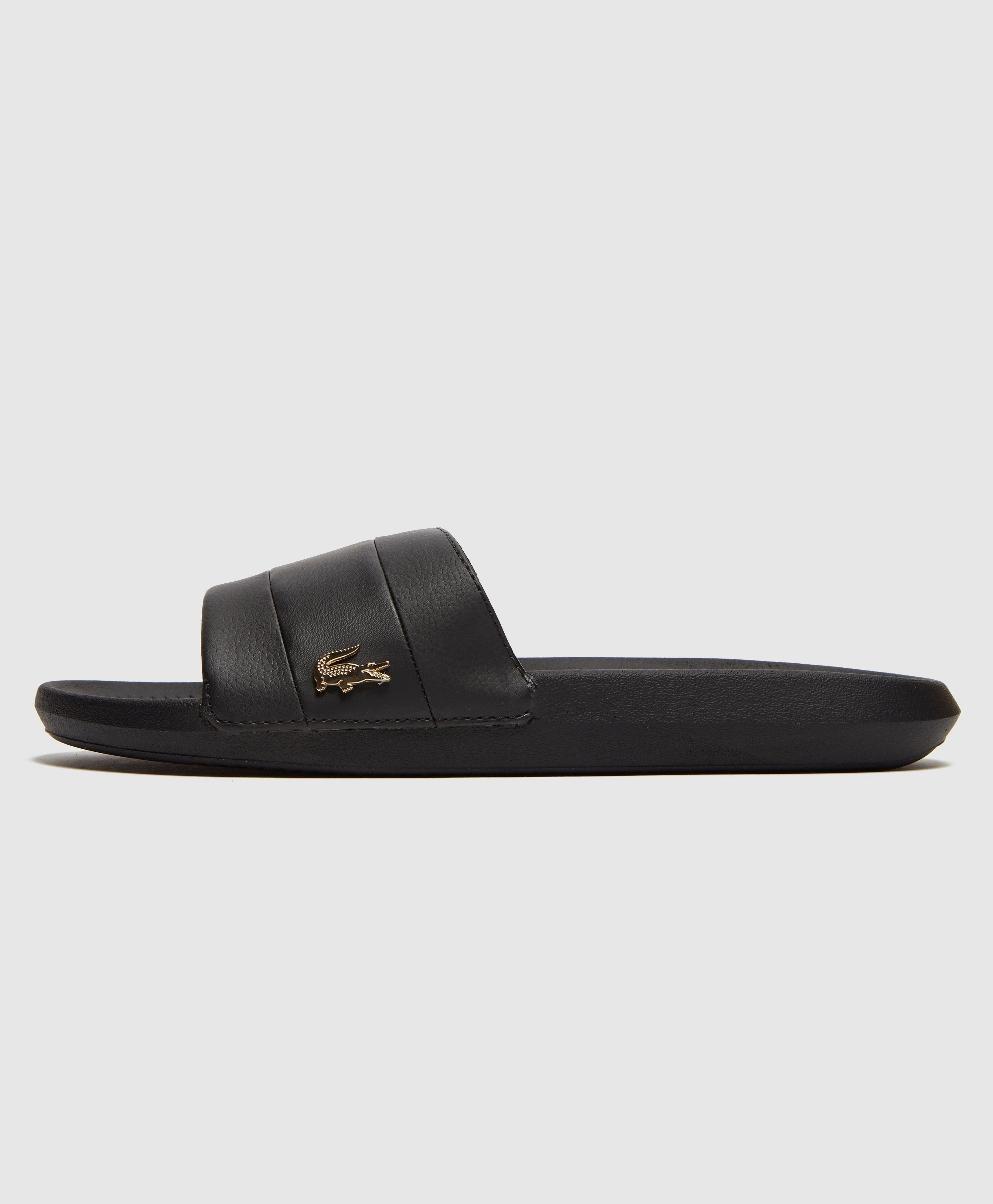 lacoste gold croc sliders