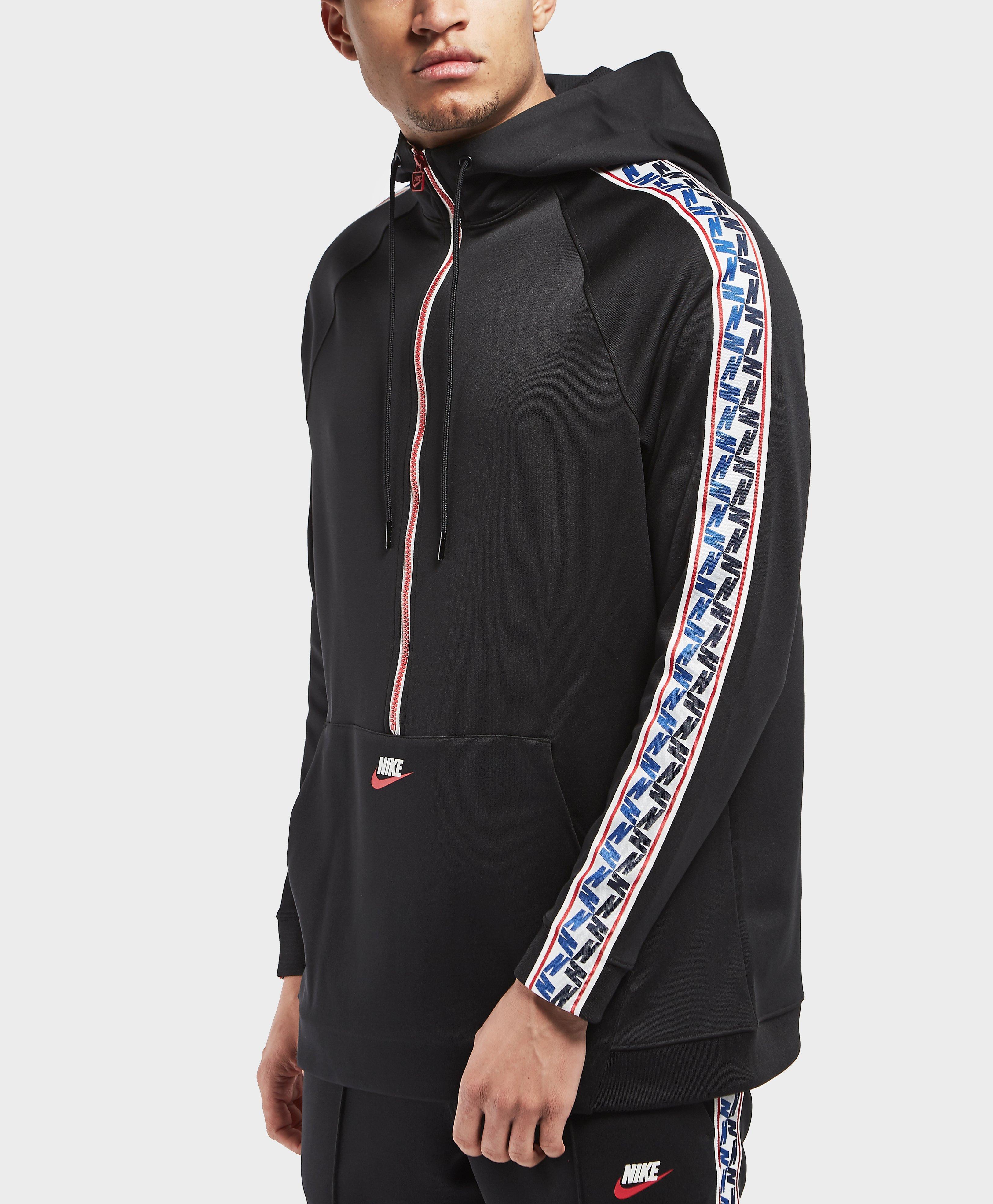 Nike Synthetic Half Zip Taped Poly Hoodie in Black for Men - Lyst