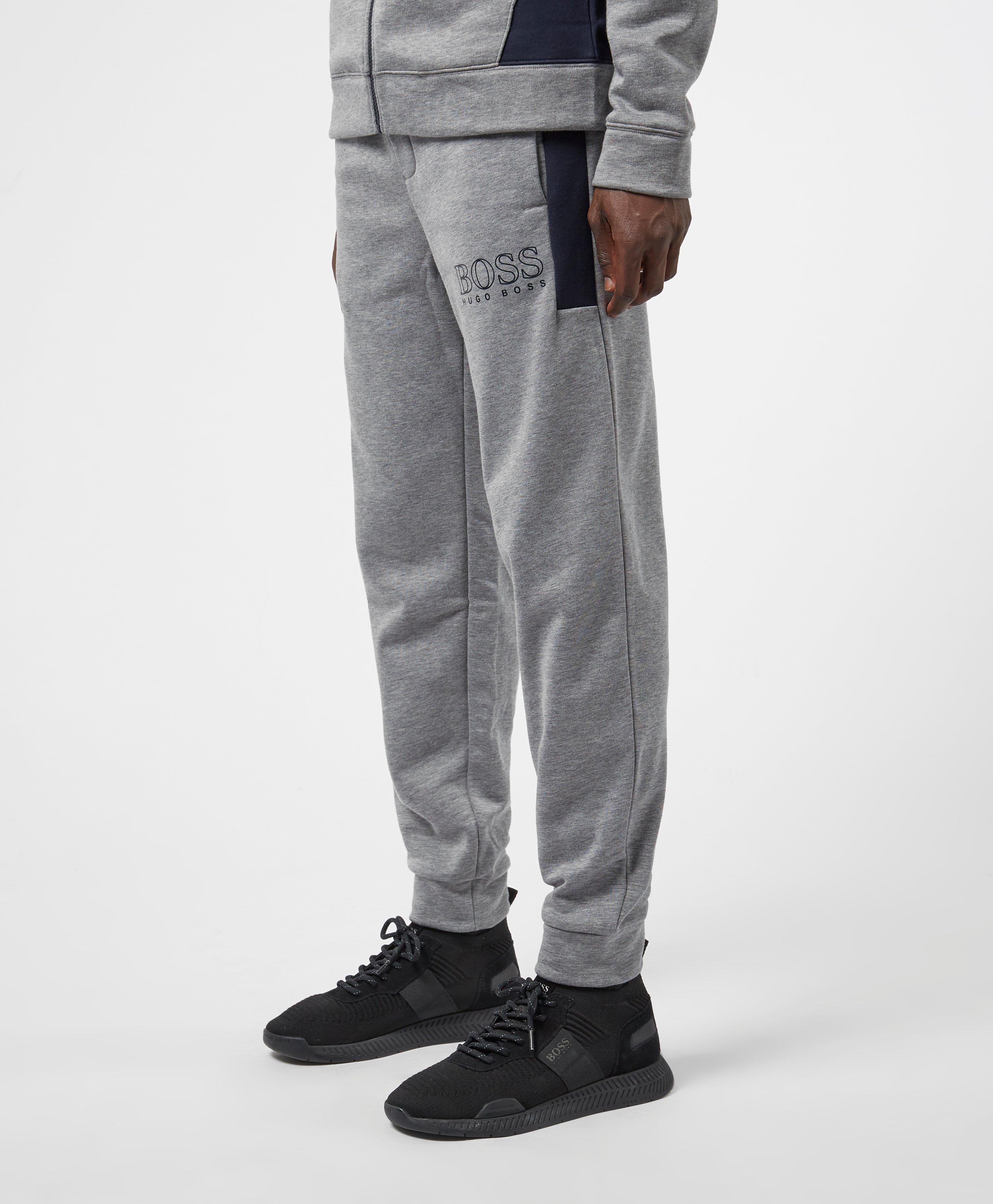 boss logo cuffed fleece pants