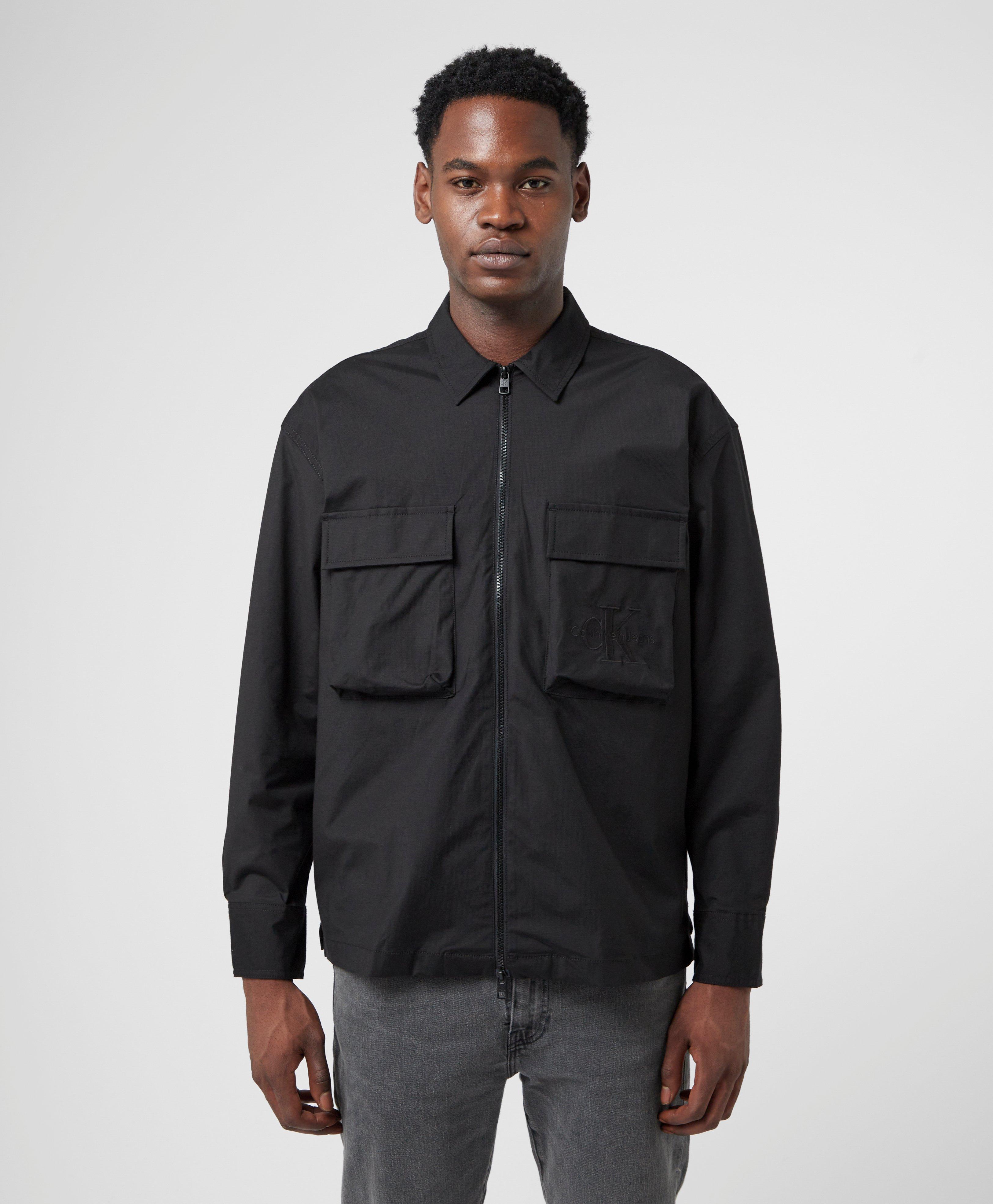 Calvin Klein Utility Zip Overshirt in Black for Men | Lyst