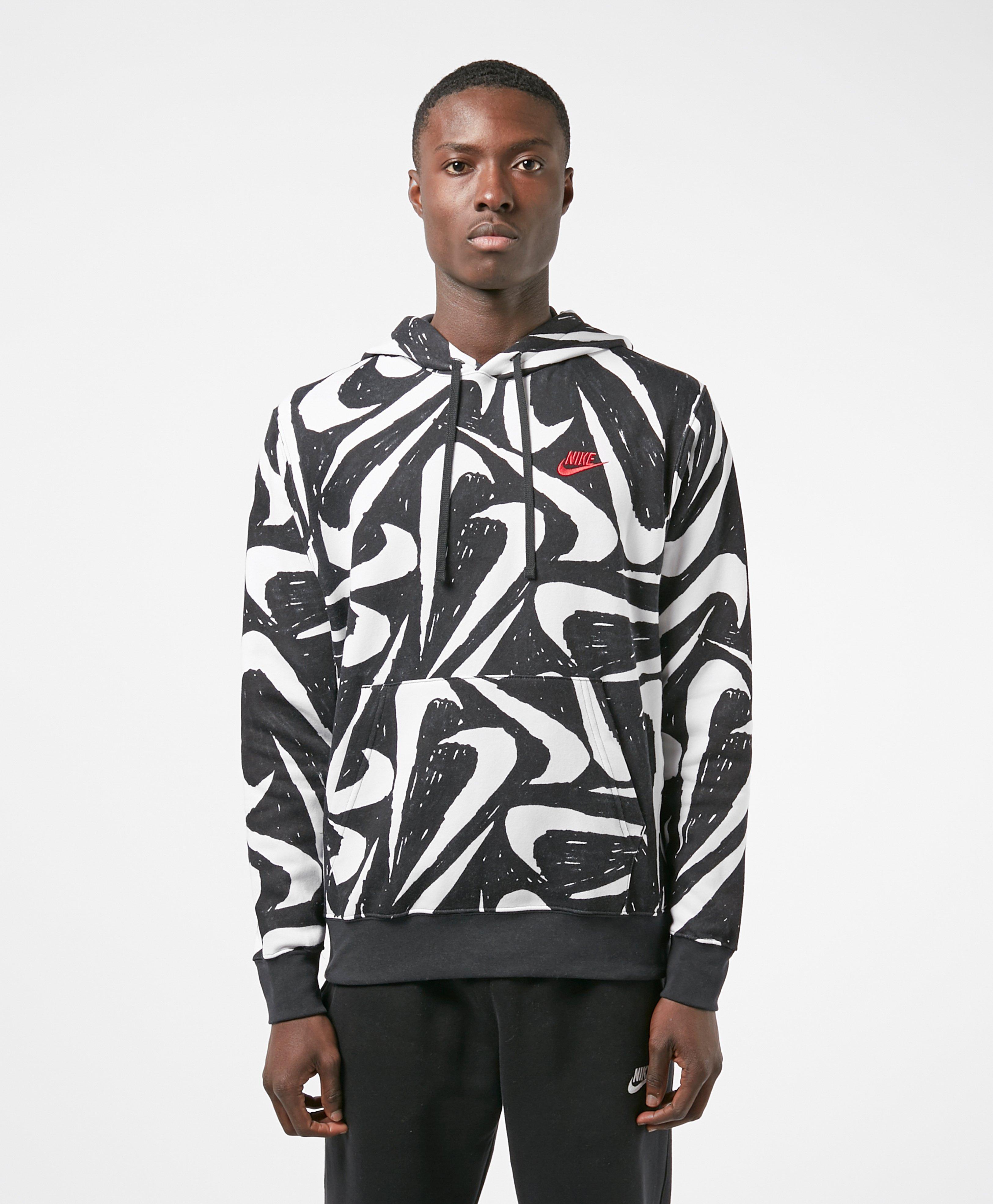 Nike Cotton Foundation All Over Print Swoosh Hoodie in Black for Men | Lyst